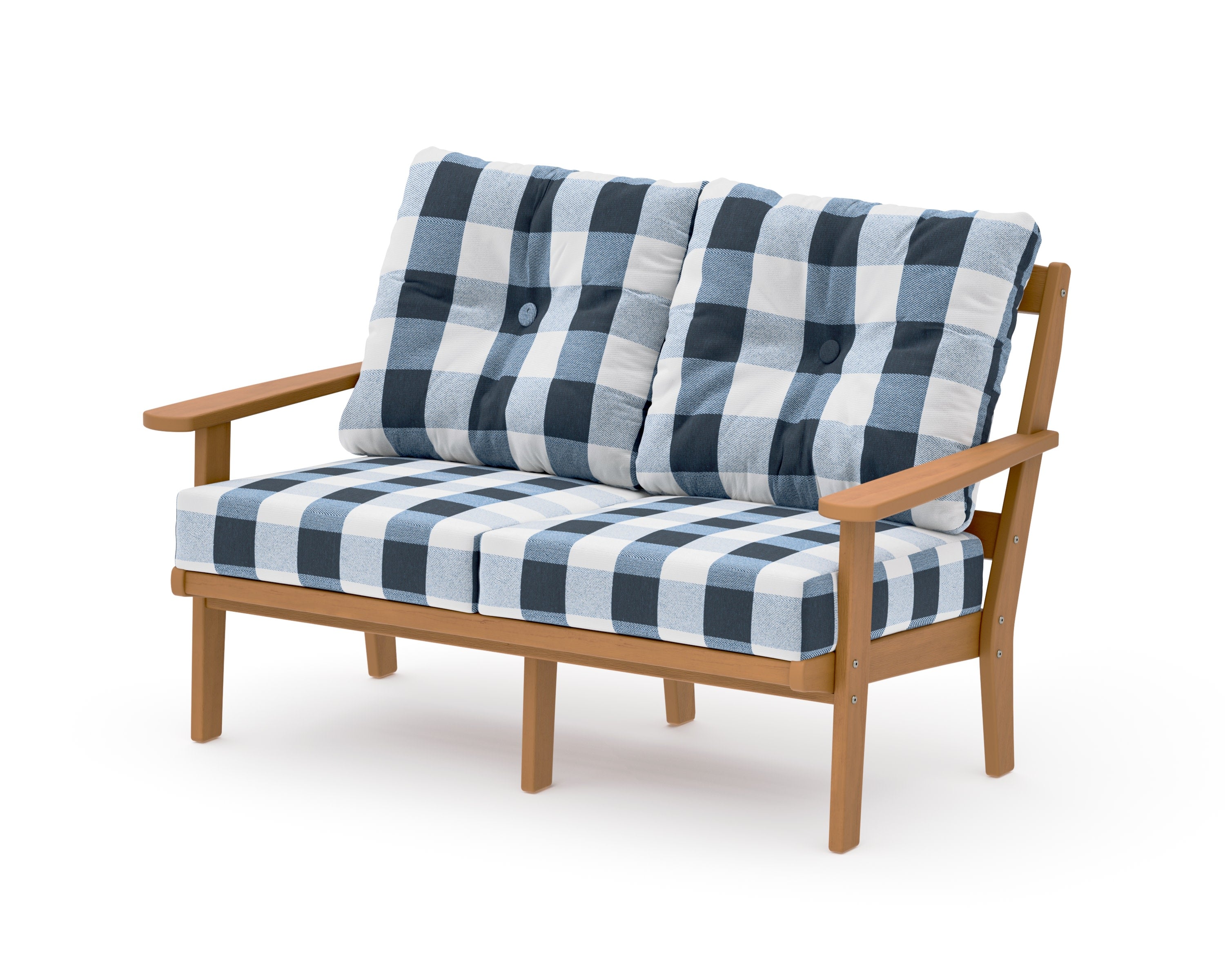 Mission Deep SeatingLoveseat in Natural / Buffalo Plaid Marine Indigo