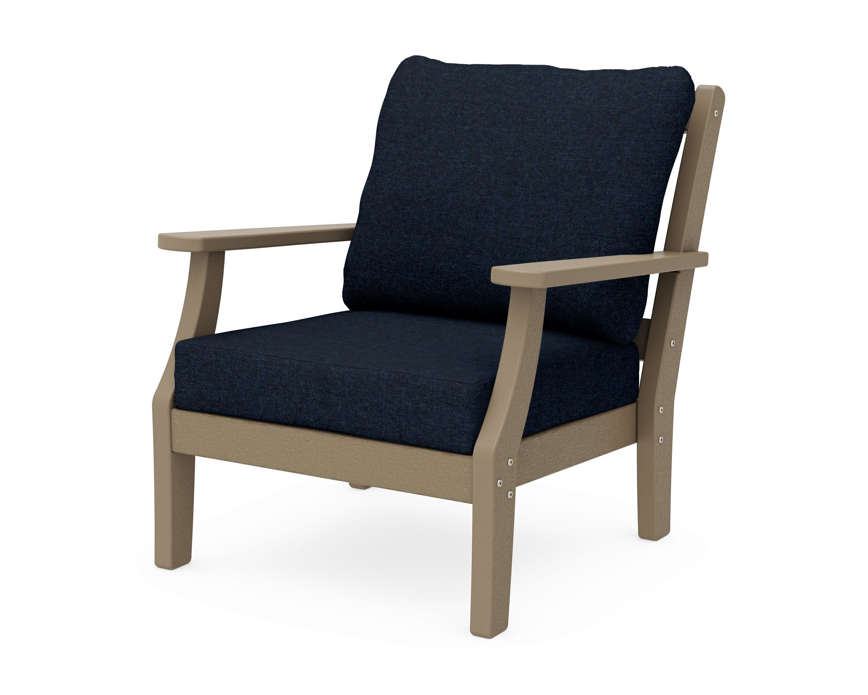 Chinoiserie Deep Seating Chair in Vintage Sahara / Marine Indigo