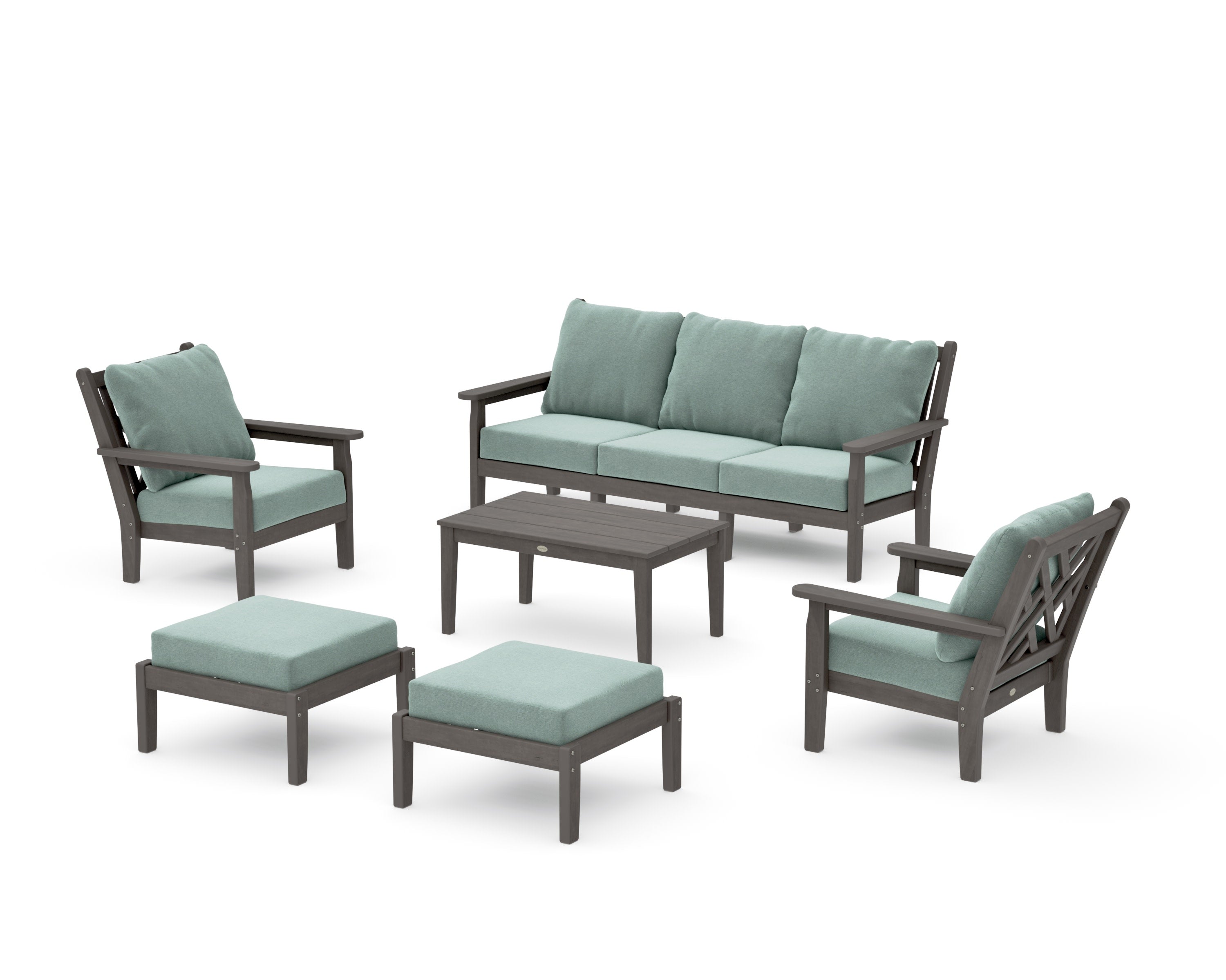 Chippendale 6-Piece Lounge Sofa Set in Driftwood / Glacier Spa