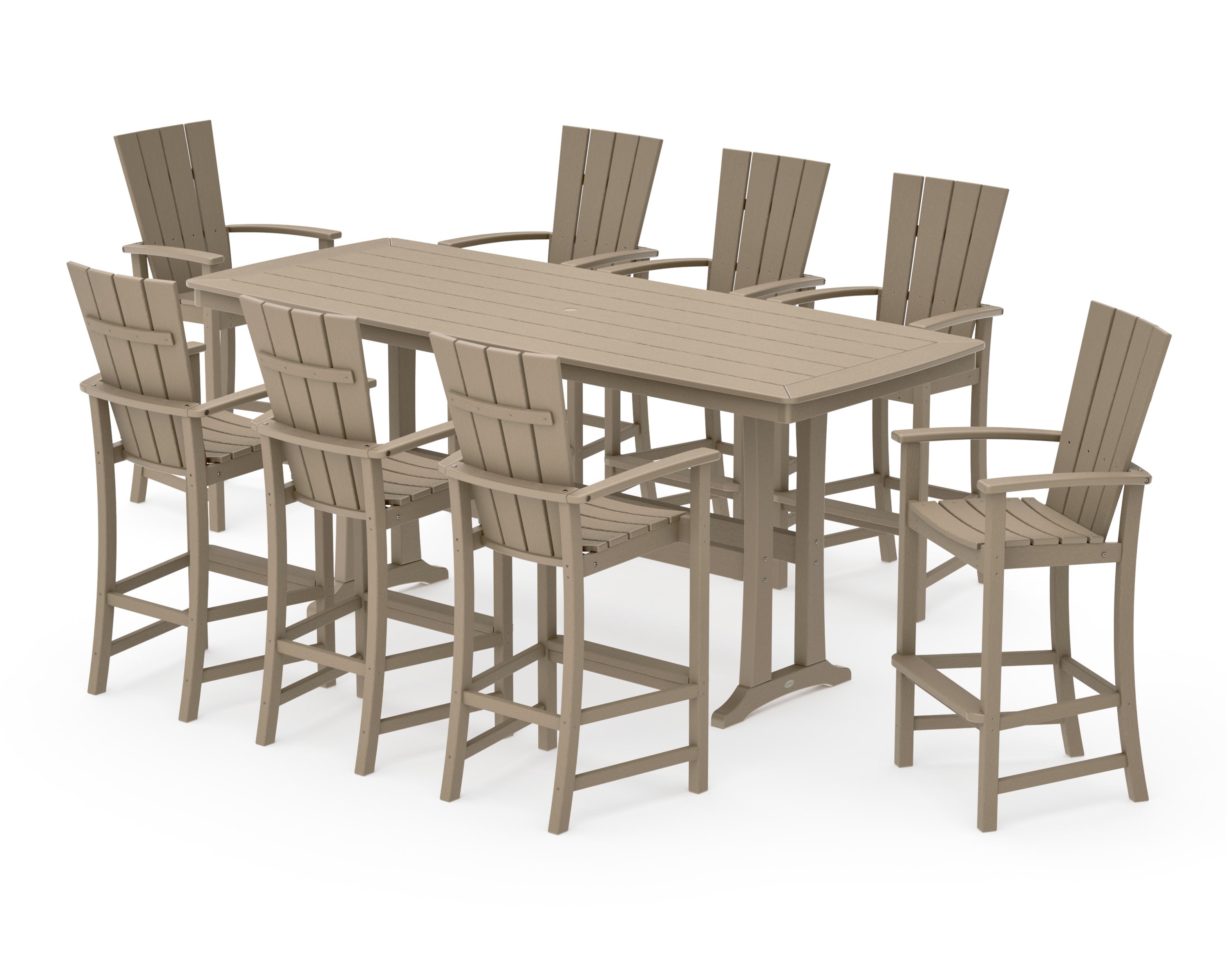 Quattro Adirondack 9-Piece Bar Set with Trestle Legs in Vintage Sahara
