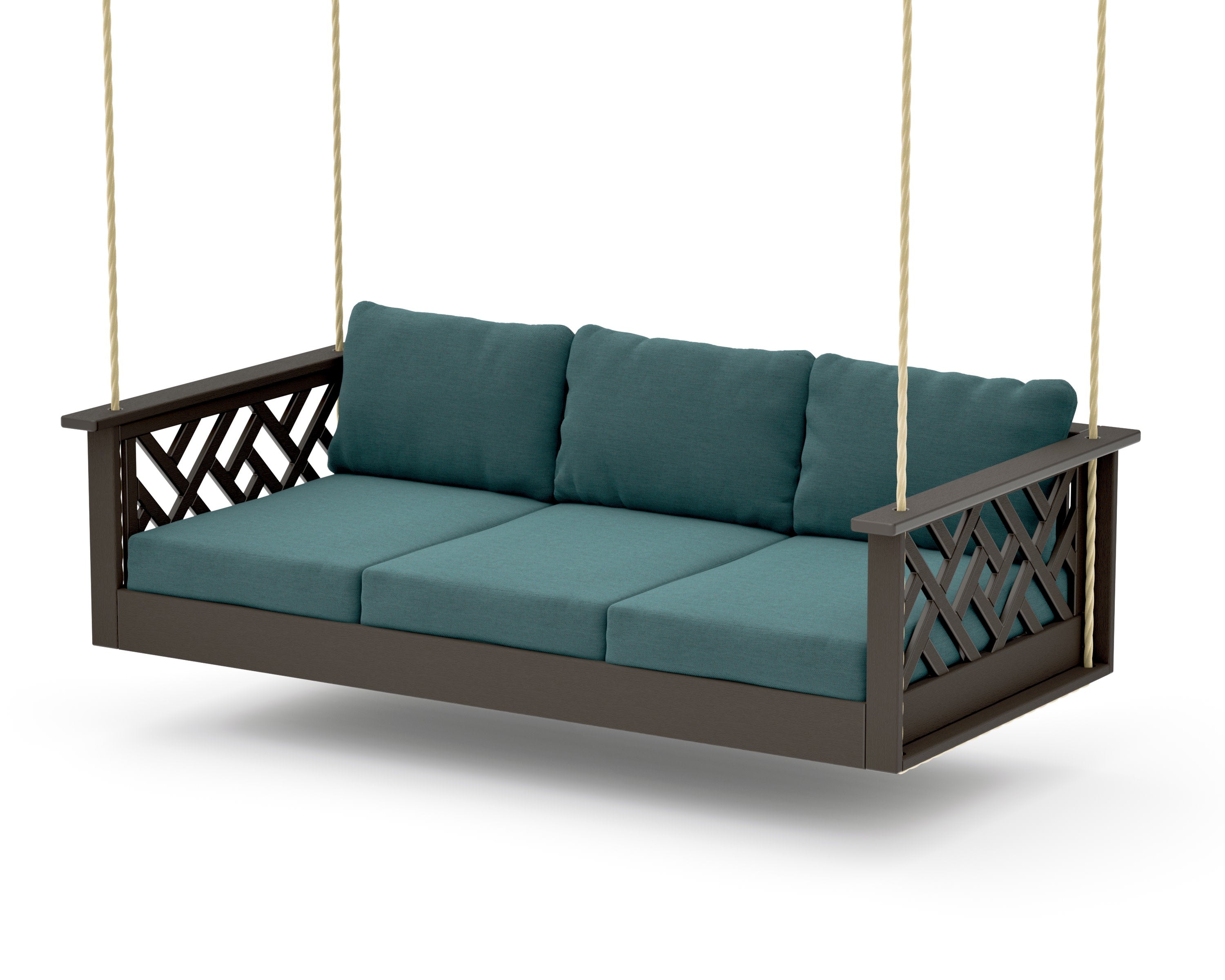 Chippendale Daybed Swing in Vintage Coffee / Ocean Teal