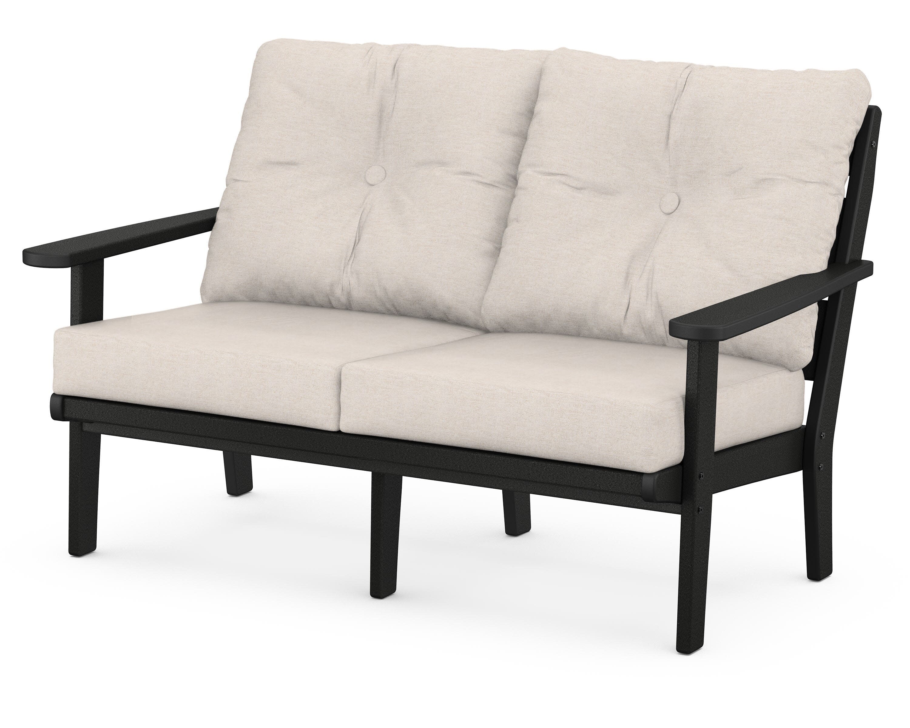 Lakeside Deep Seating Loveseat in Black / Nuance Cloud