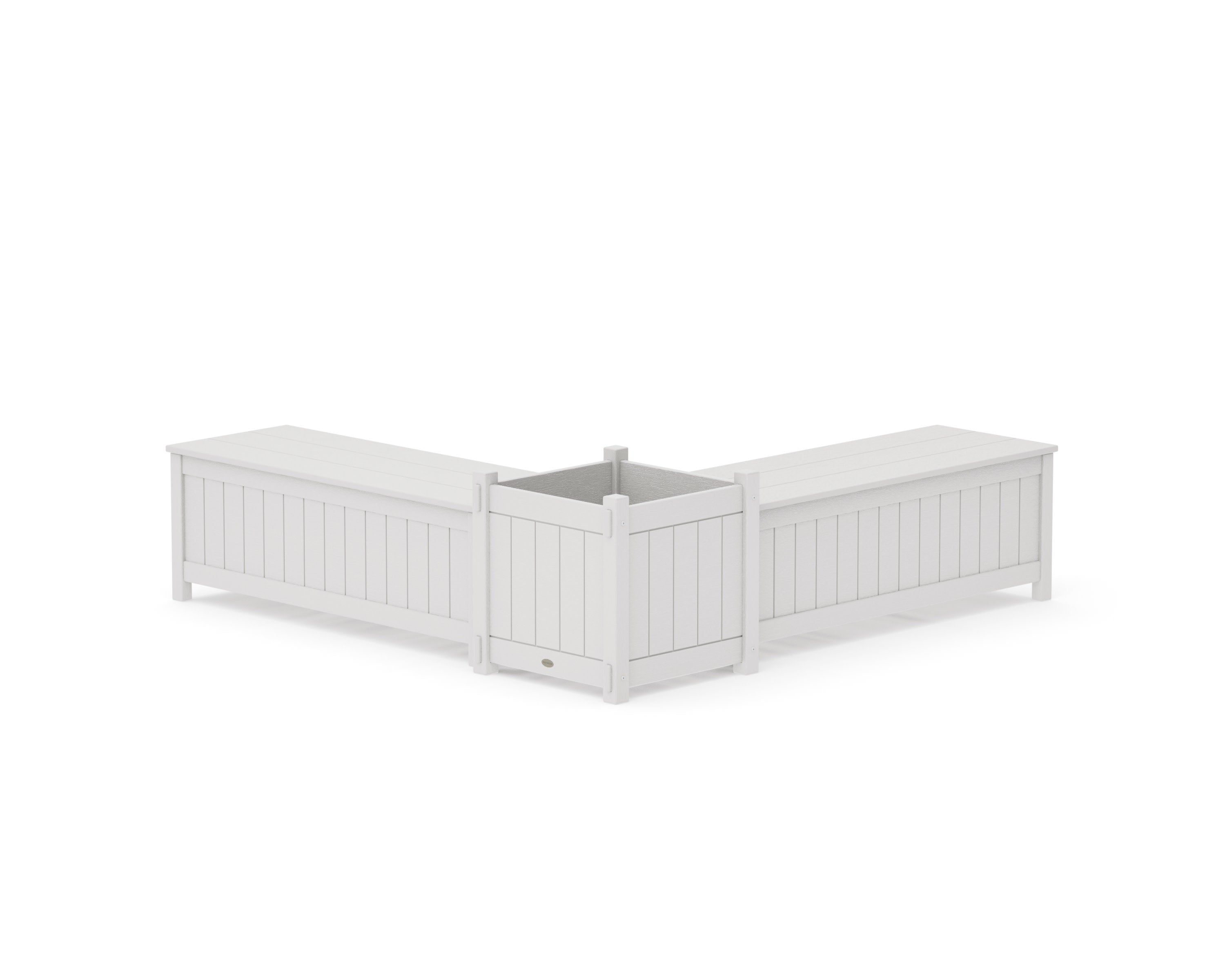 48" Vineyard L- Shaped Planter Storage Bench Set- Large in Vintage White