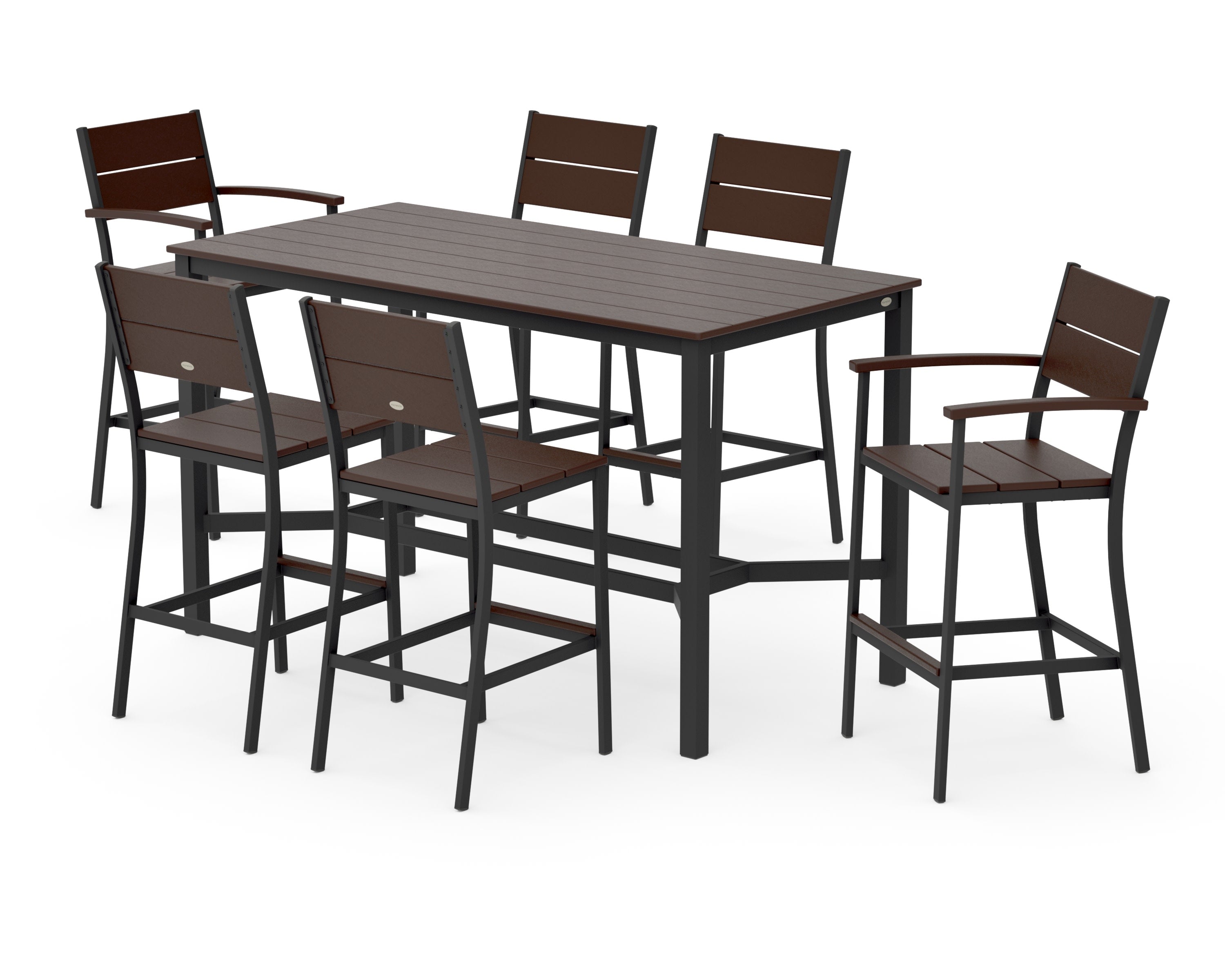 Main Street 7-Piece Bar Set in Black / Mahogany