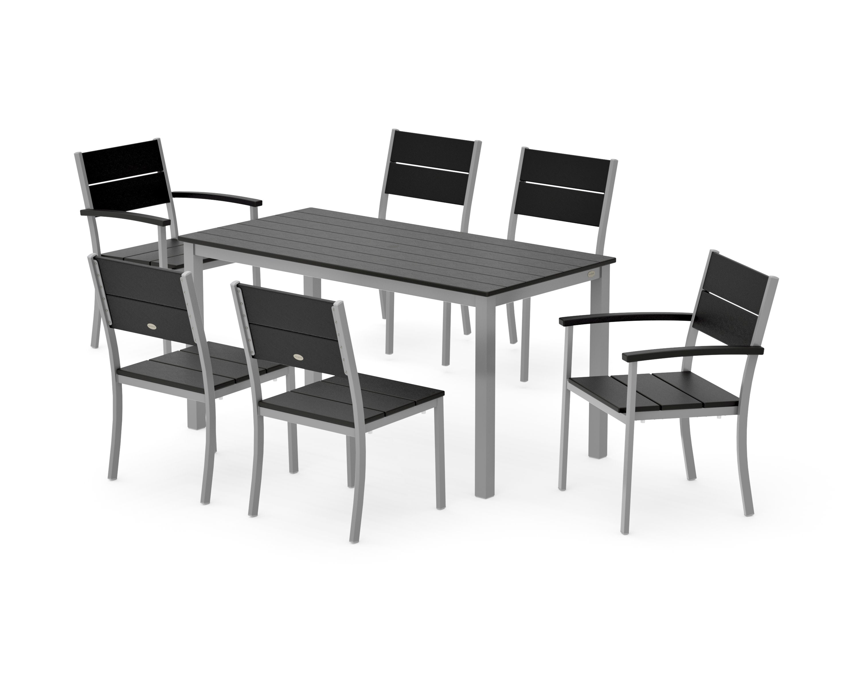 Main Street 7-Piece Dining Set in Silver / Black