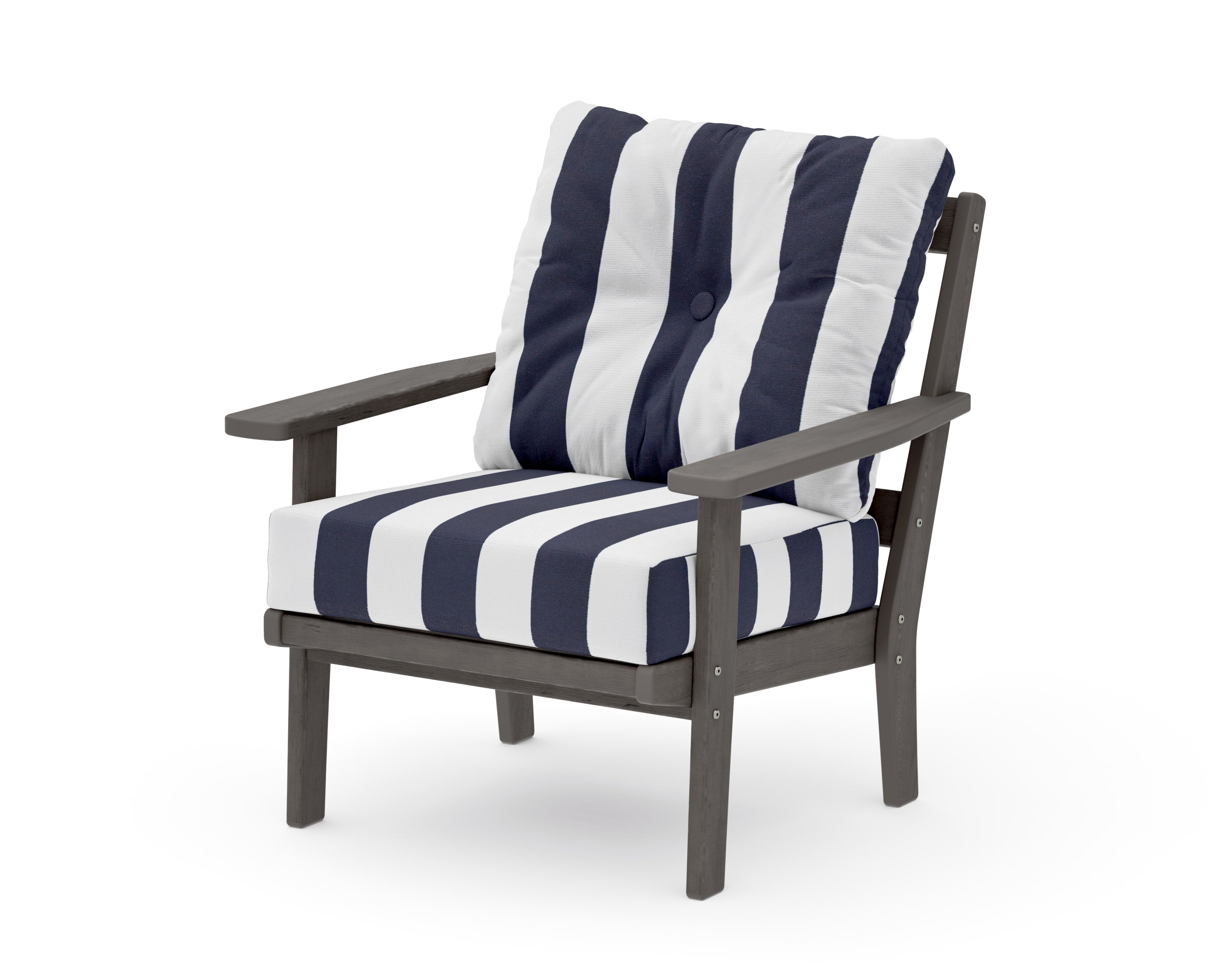 Prairie Deep Seating Chair in Driftwood / Cabana Stripe Navy