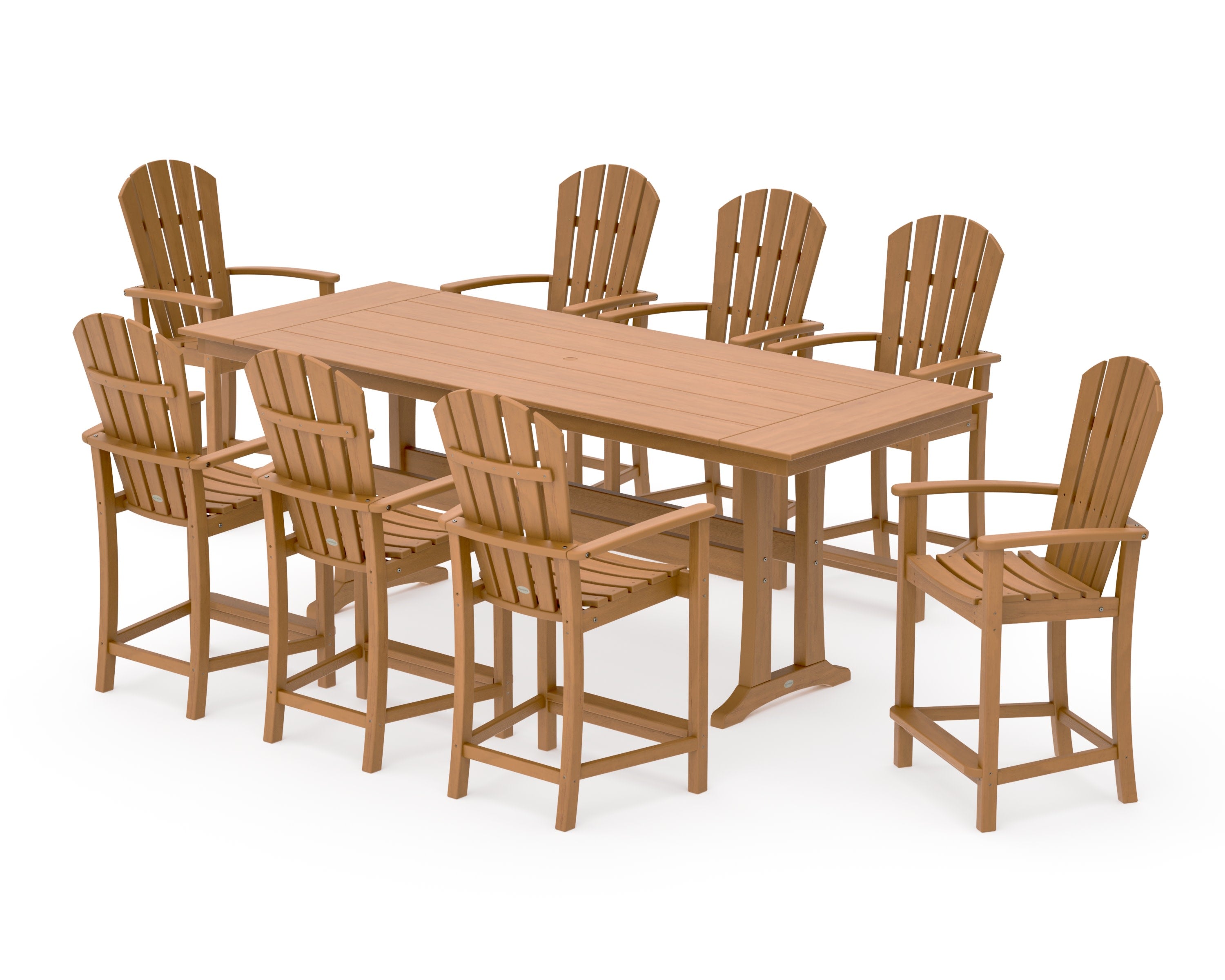 Palm Coast 9-Piece Farmhouse Counter Set with Trestle Legs in Natural
