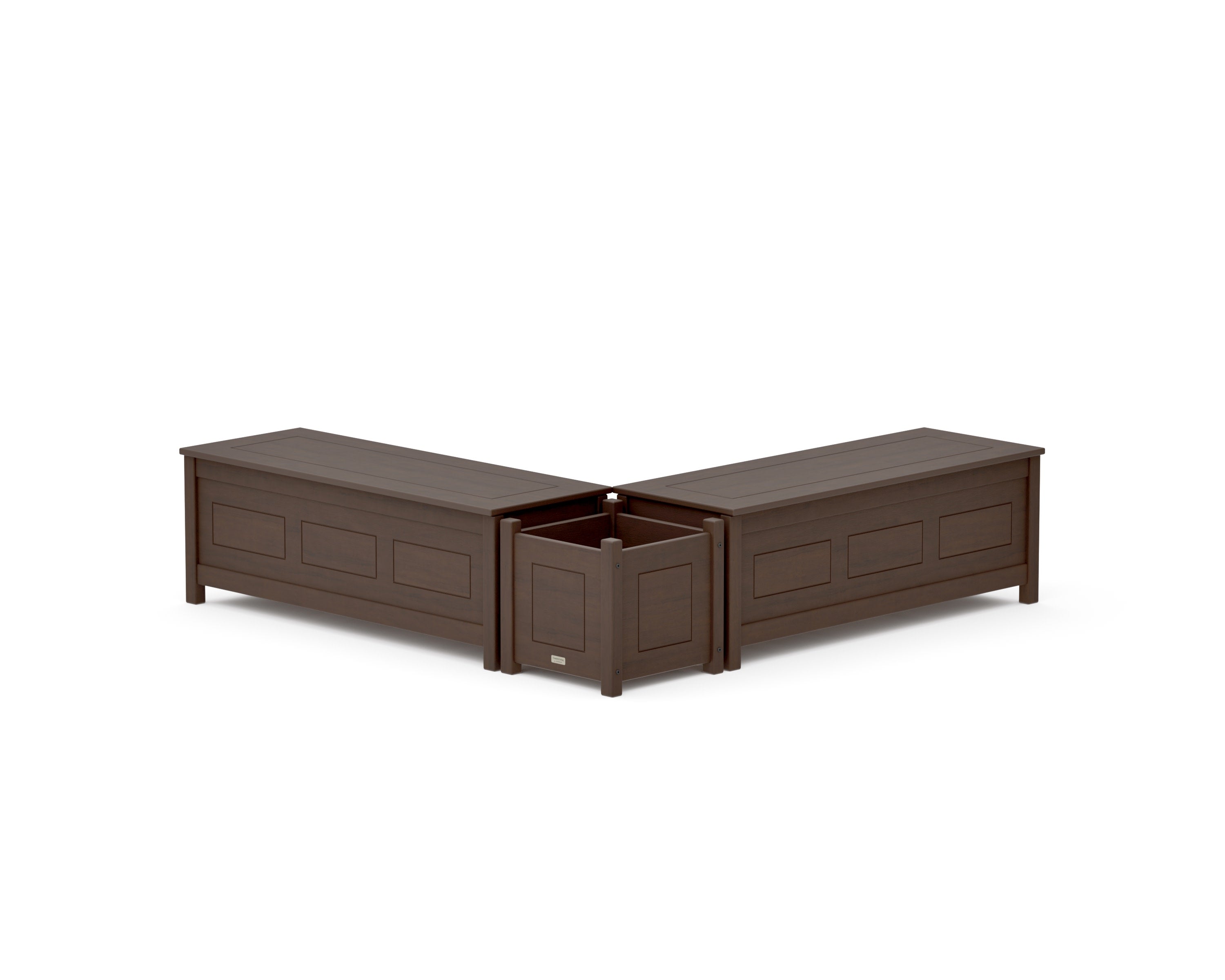 48" Country Living L- Shaped Planter Storage Bench Set in Kona
