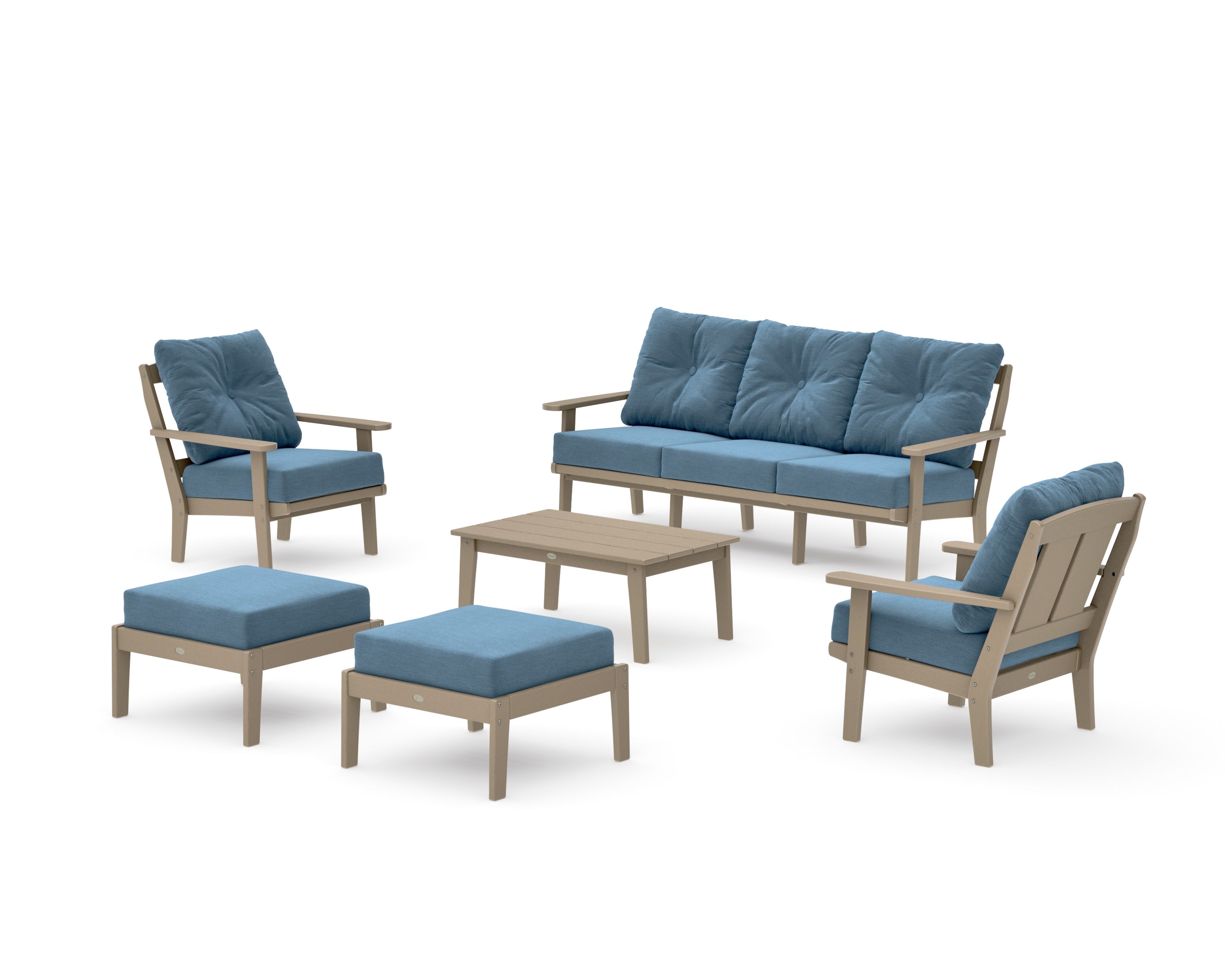 Mission 6-Piece Lounge Sofa Set in Vintage Sahara / Sky Blue