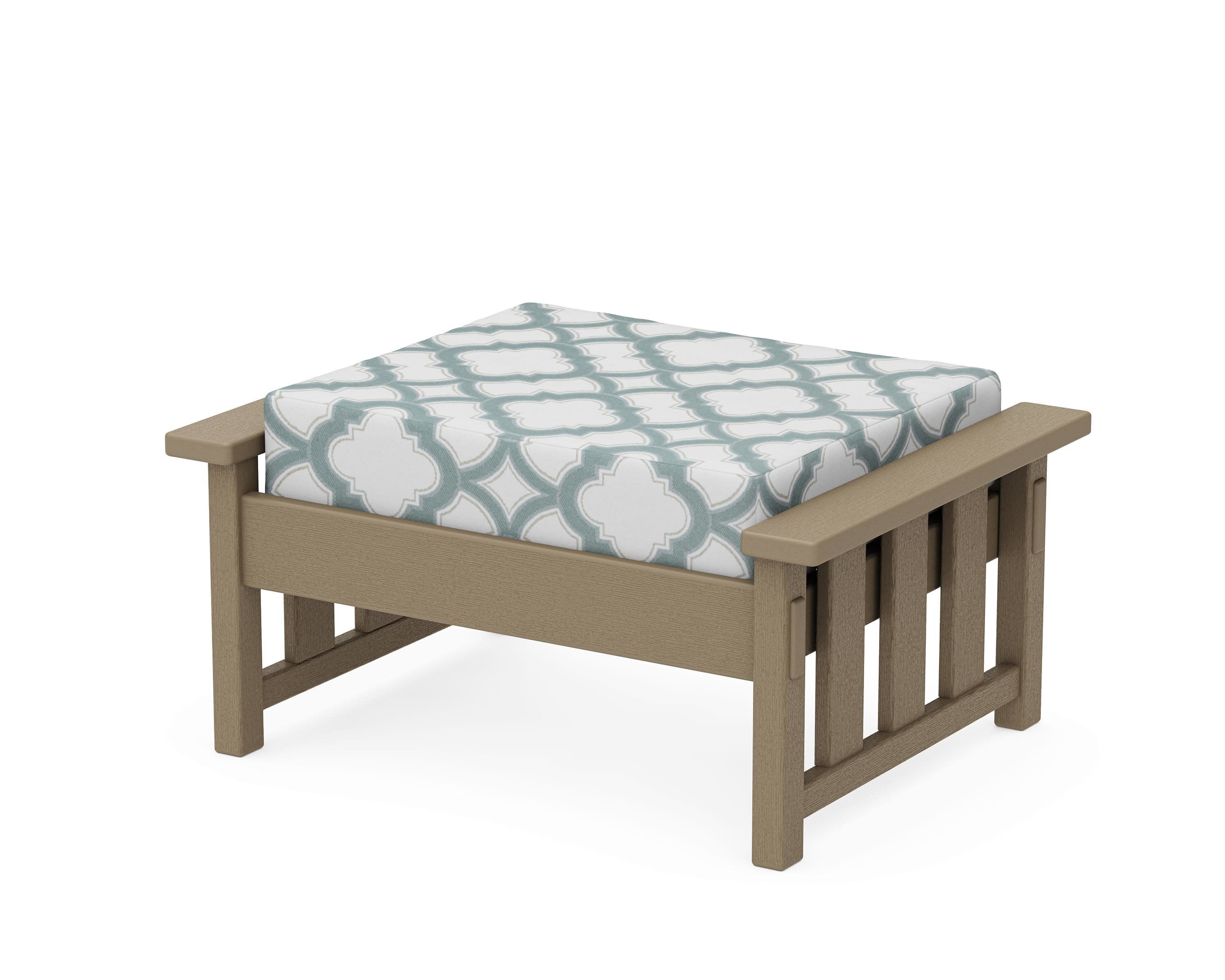 Acadia Deep Seating Ottoman in Vintage Sahara / Trellis Glacier Spa