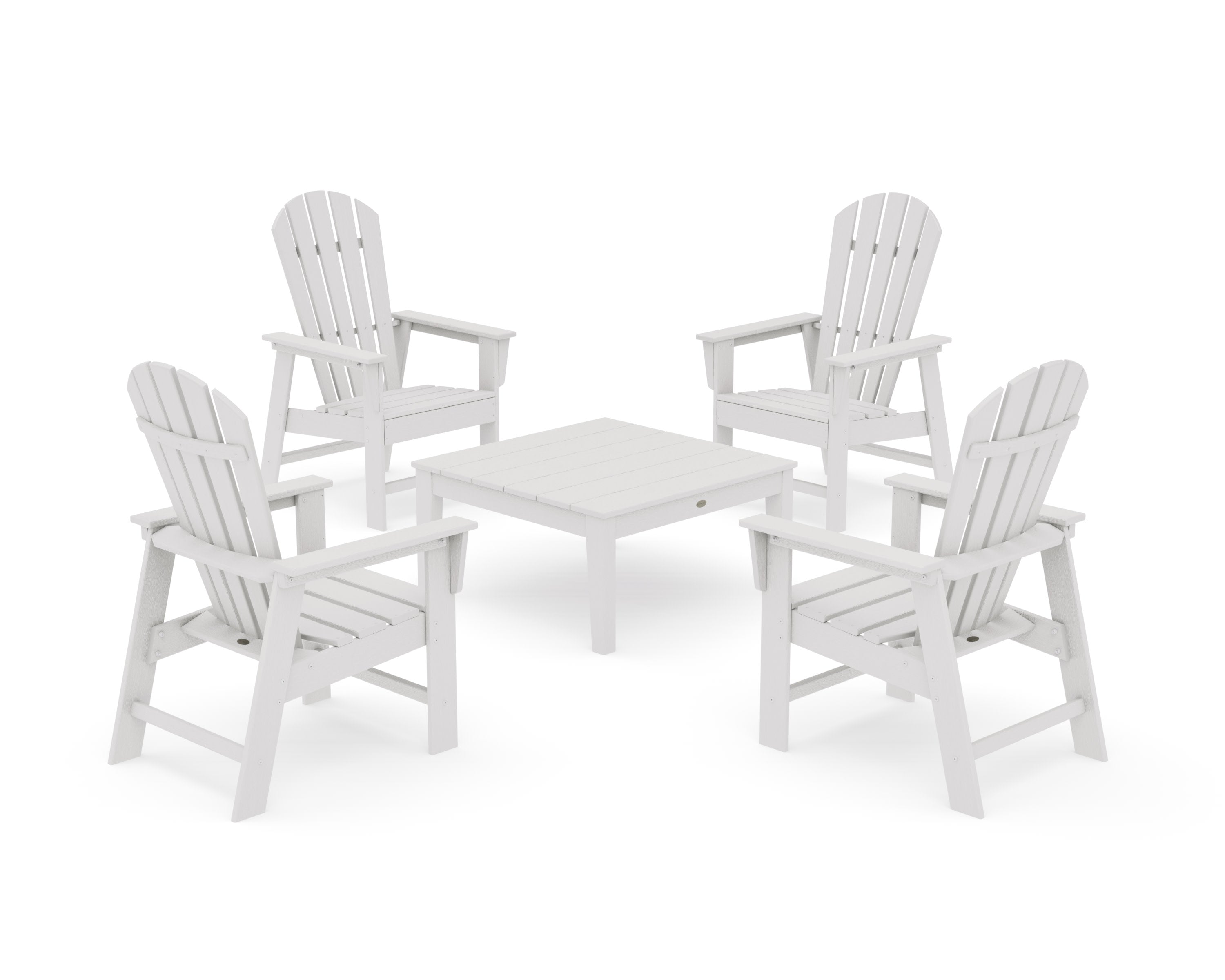 5-Piece South Beach Casual Chair Conversation Set with 36" Conversation Table in Vintage White
