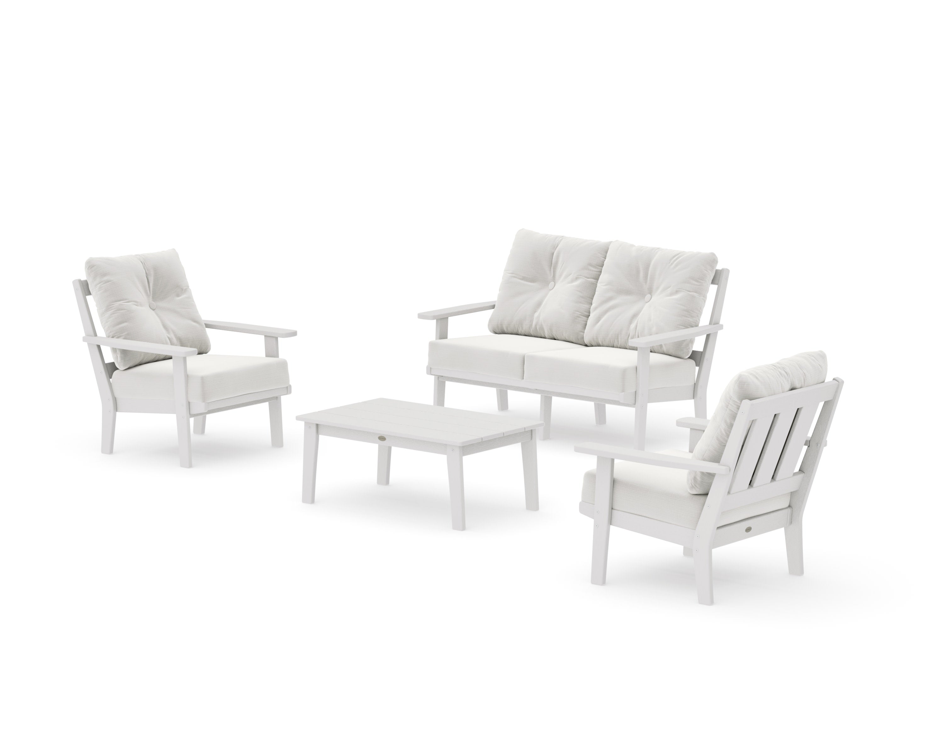 Oxford 4-Piece Deep Seating Set with Loveseat in Vintage White / Natural Linen