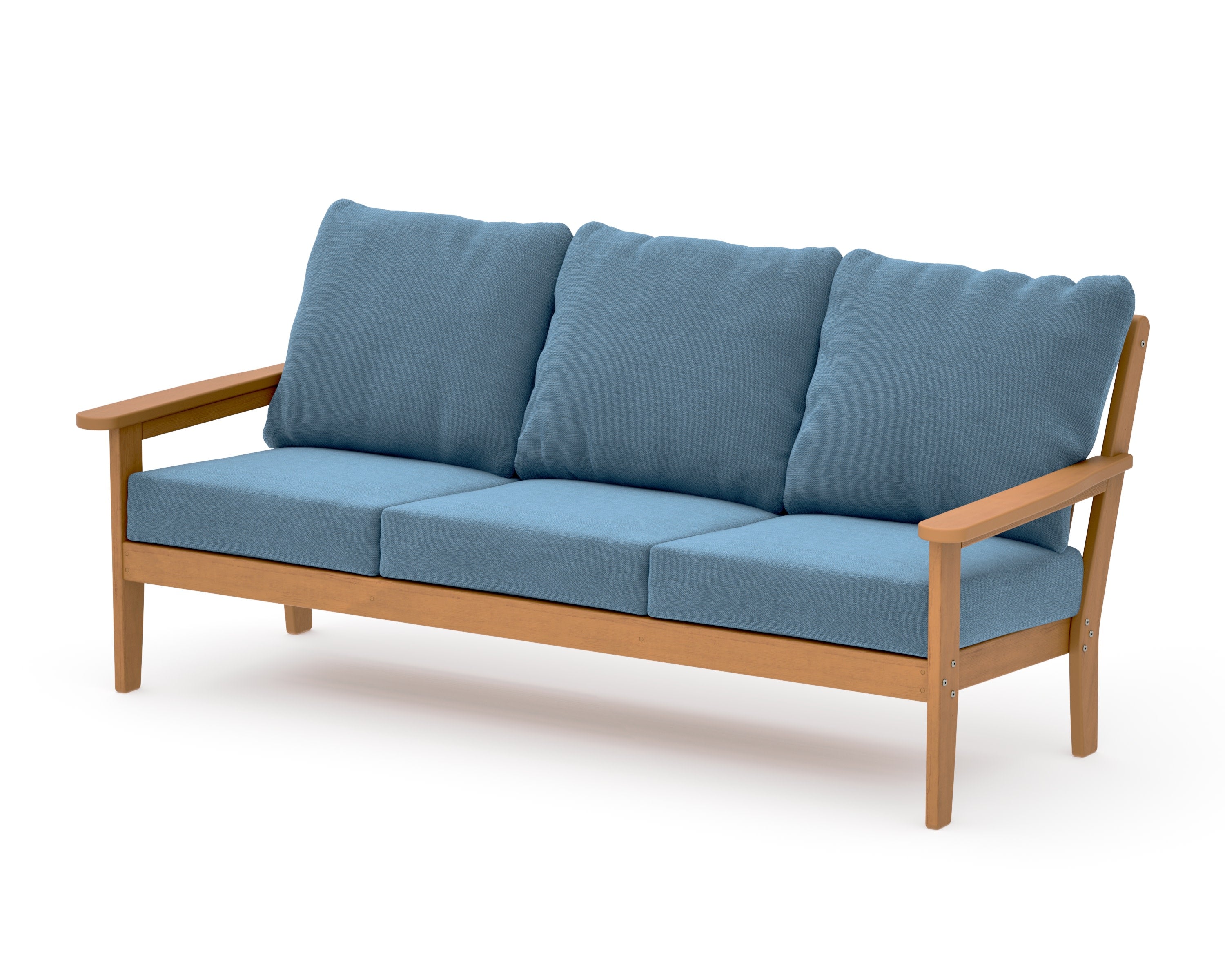 Cottage Deep Seating Sofa in Natural / Sky Blue
