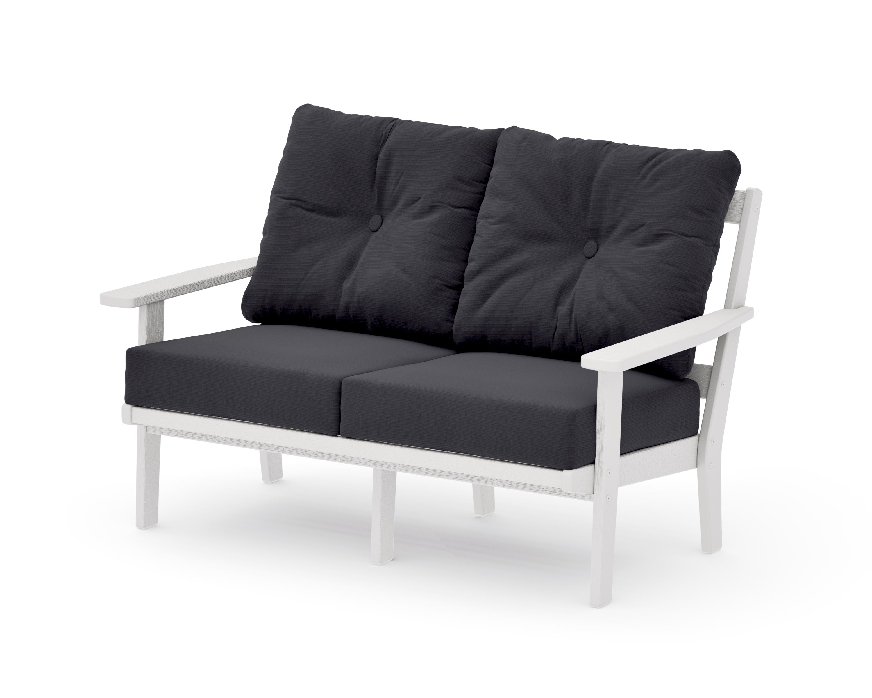 Prairie Deep SeatingLoveseat in Vintage White / Midnight Linen