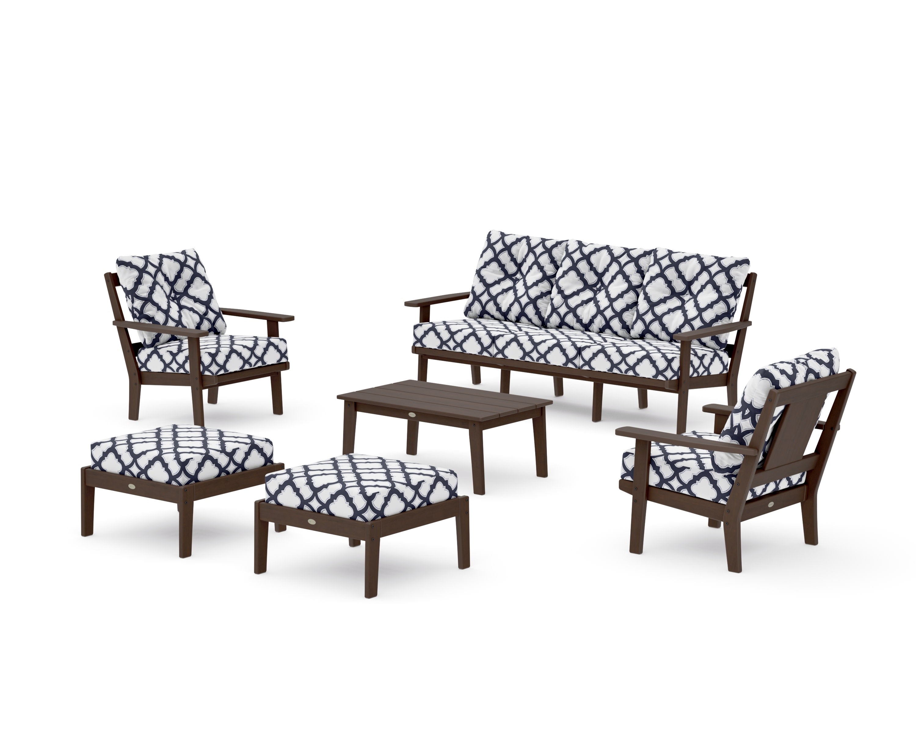 Prairie 6-Piece Lounge Sofa Set in Kona / Trellis Navy