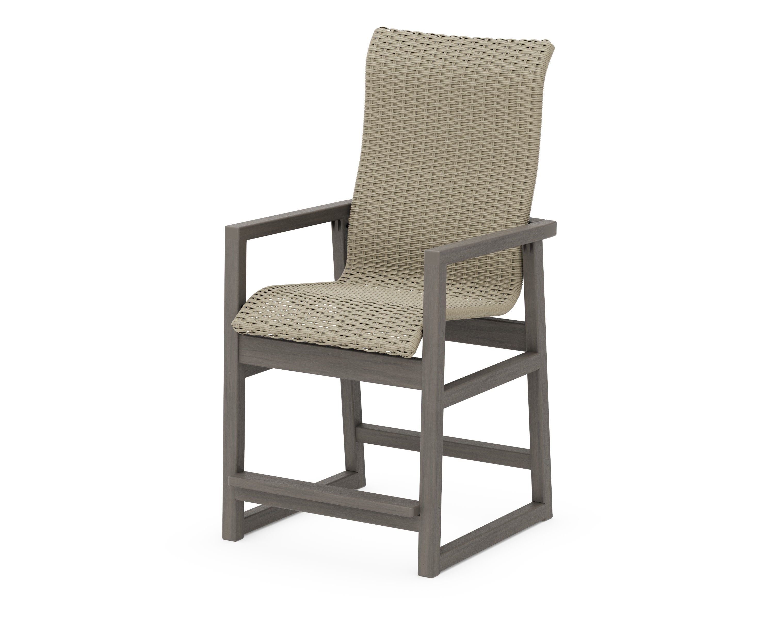 EDGE Woven High-Back Counter Arm Chair in Driftwood / Dune Grass