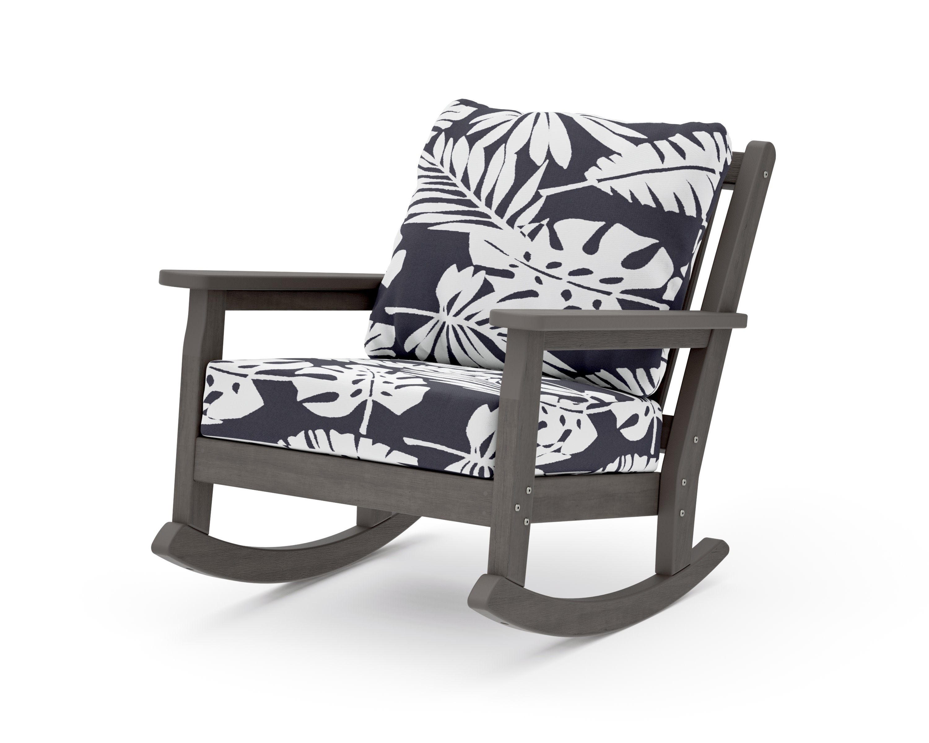 Chippendale Deep Seating Rocking Chair in Driftwood / Leaf Navy
