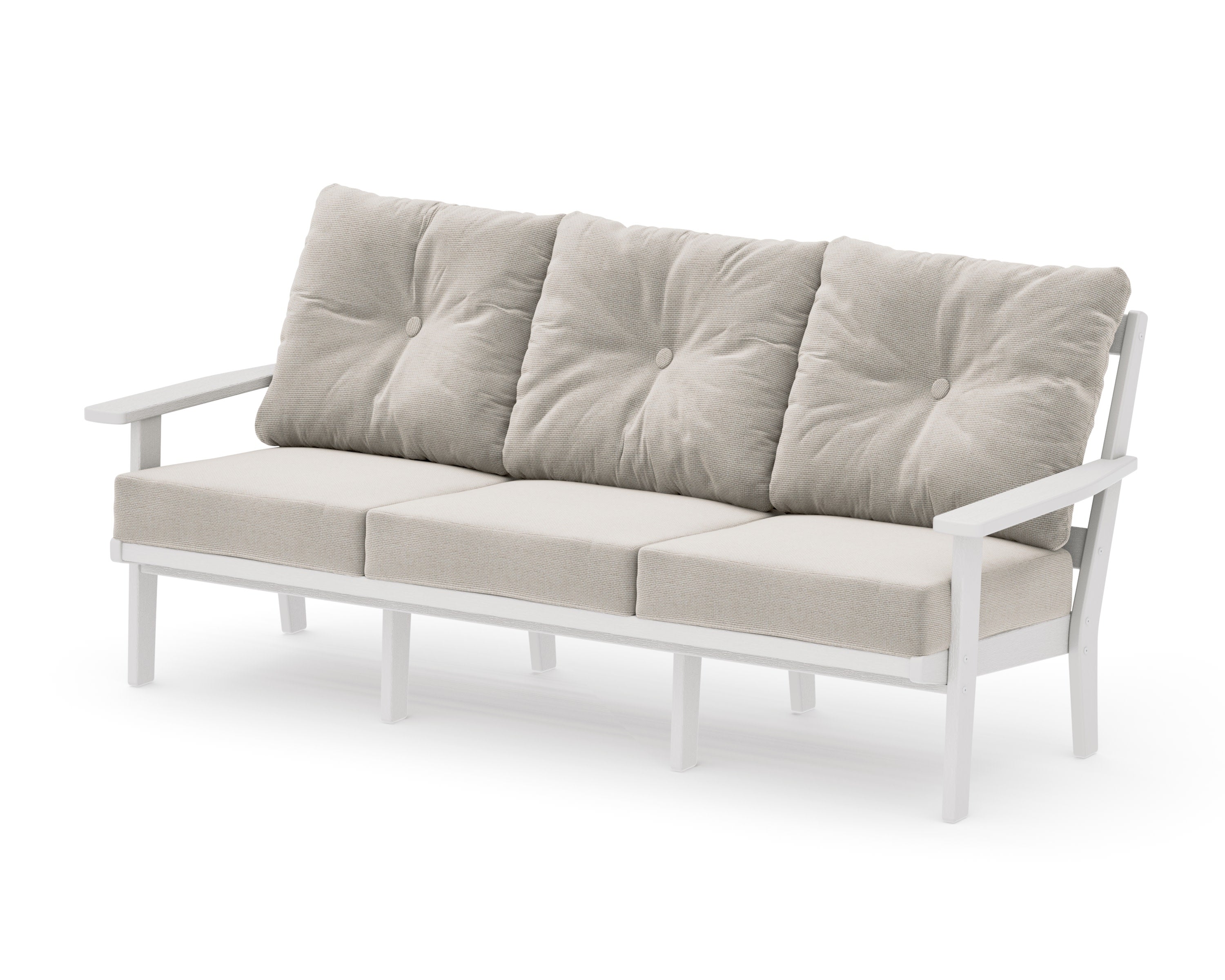 Oxford Deep Seating Sofa in Vintage White / Dune Burlap