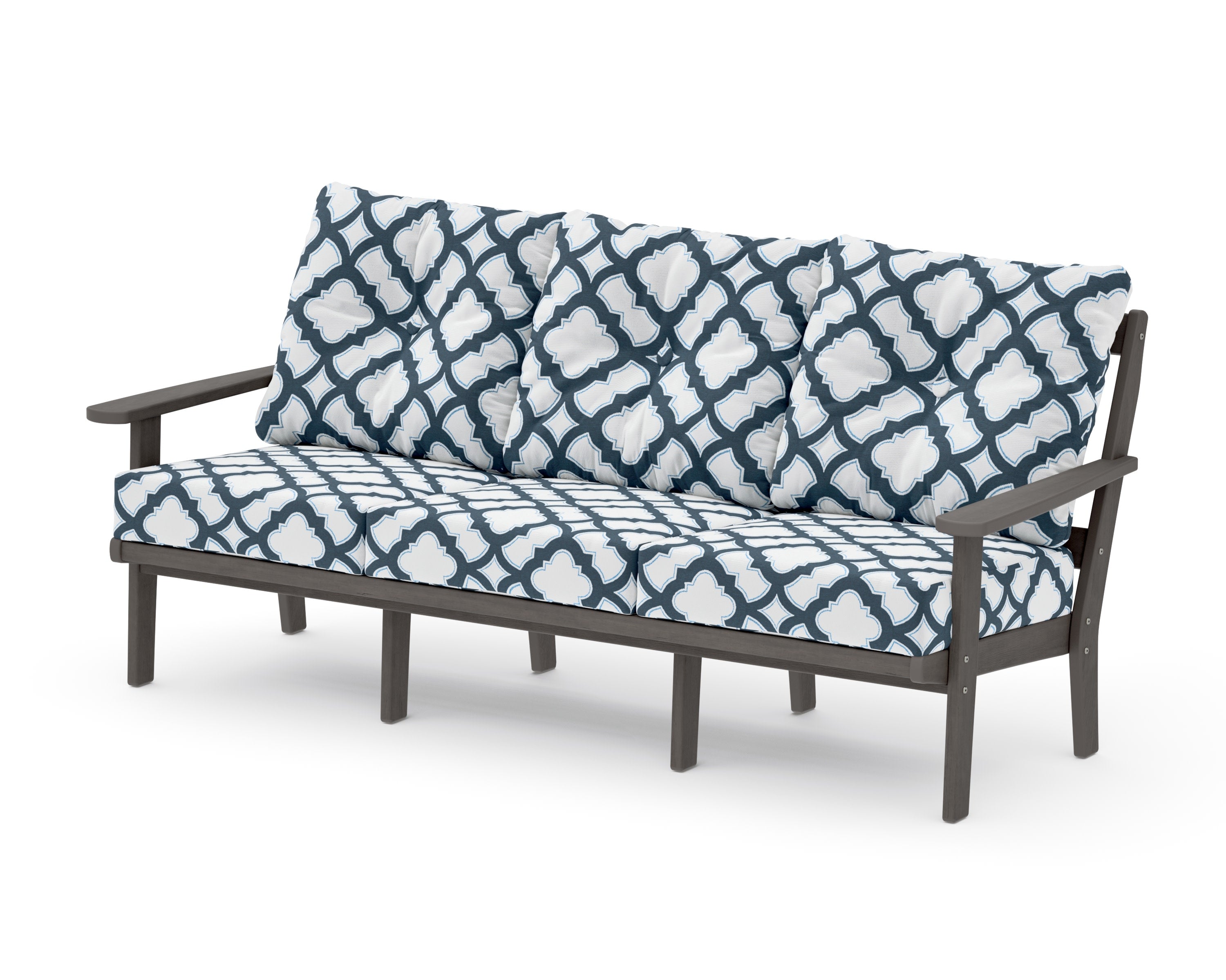 Mission Deep Seating Sofa in Driftwood / Trellis Marine Indigo
