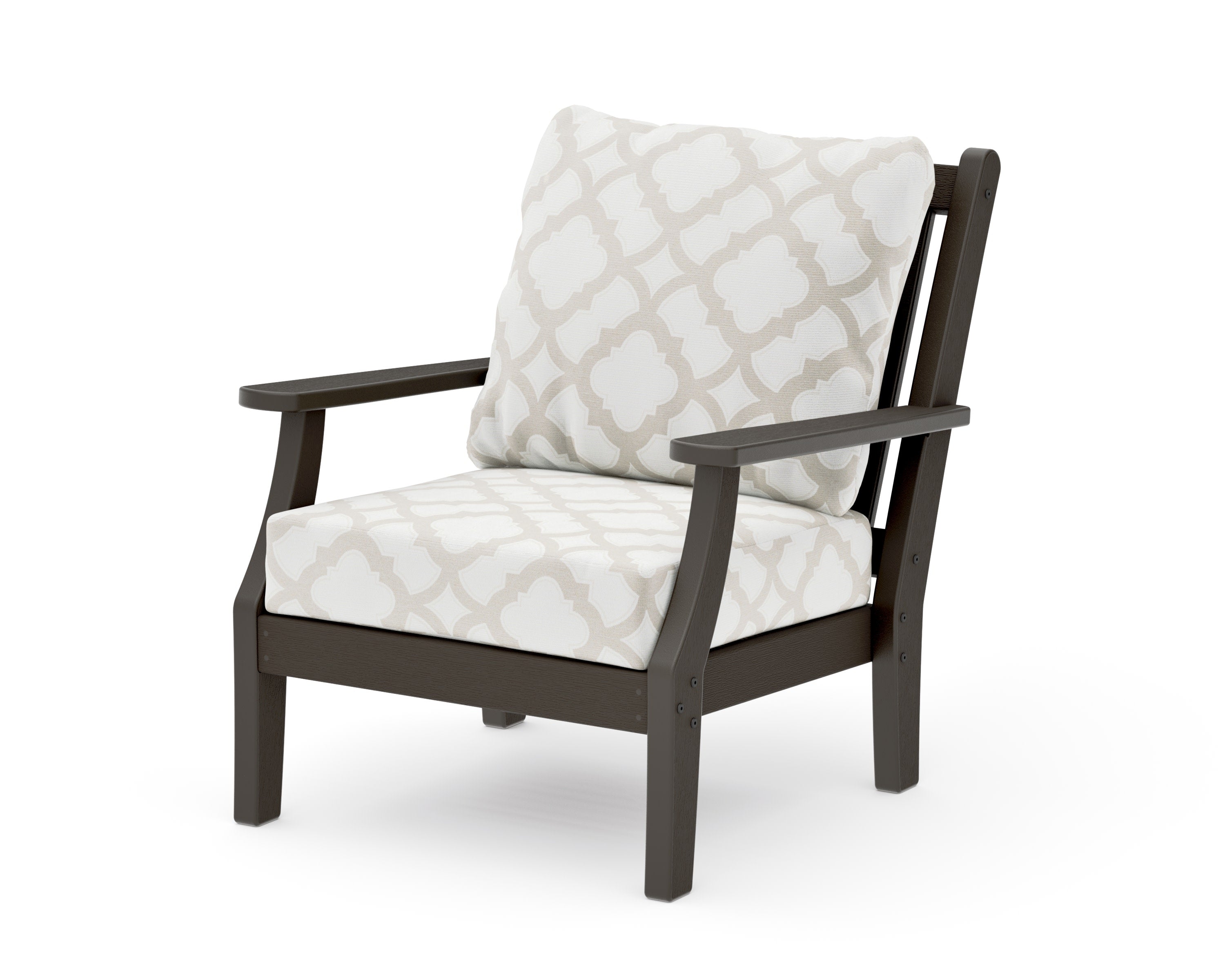 Wovendale Deep Seating Chair in Vintage Coffee / Trellis Dune Burlap