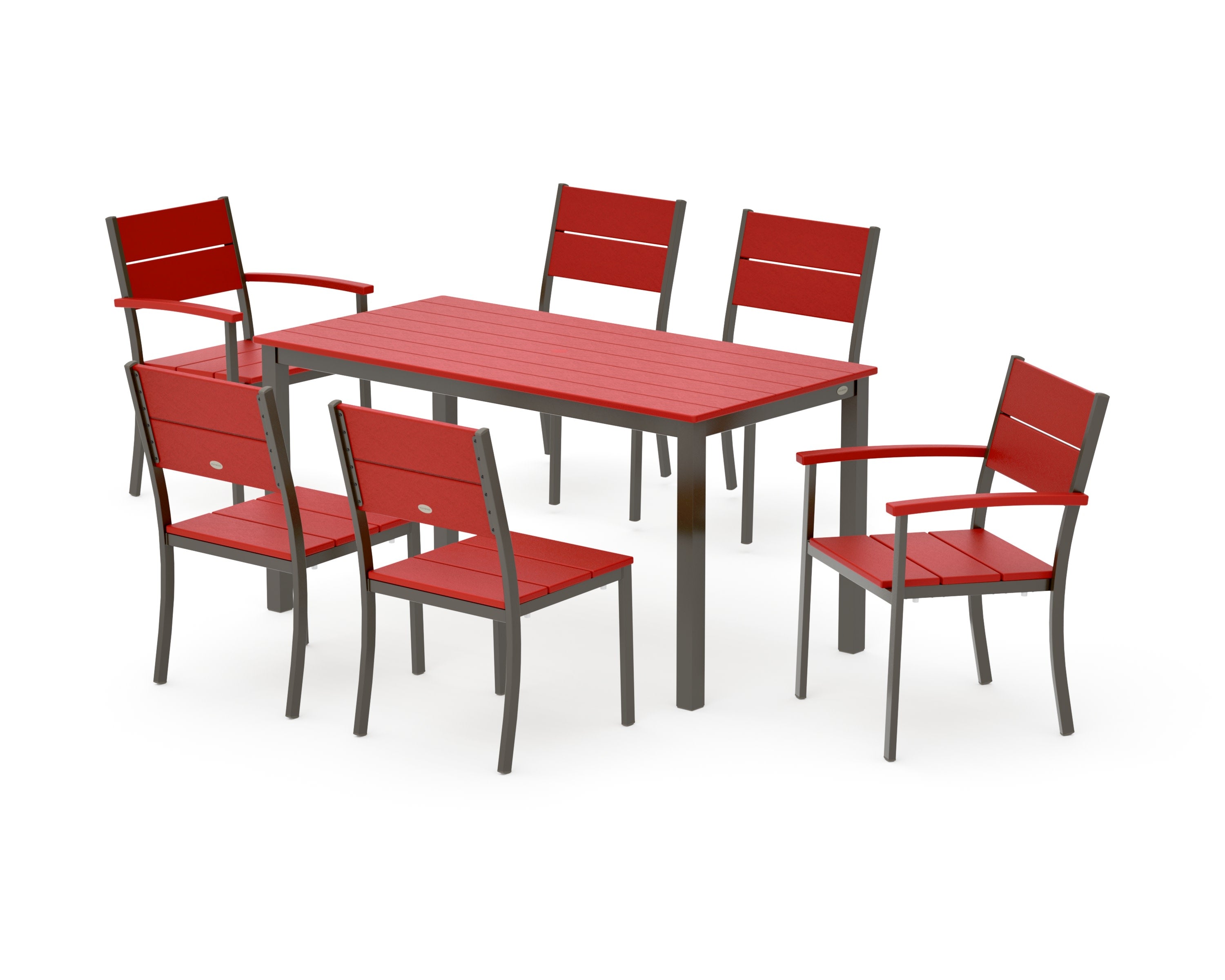 Main Street 7-Piece Dining Set in Bronze / Sunset Red
