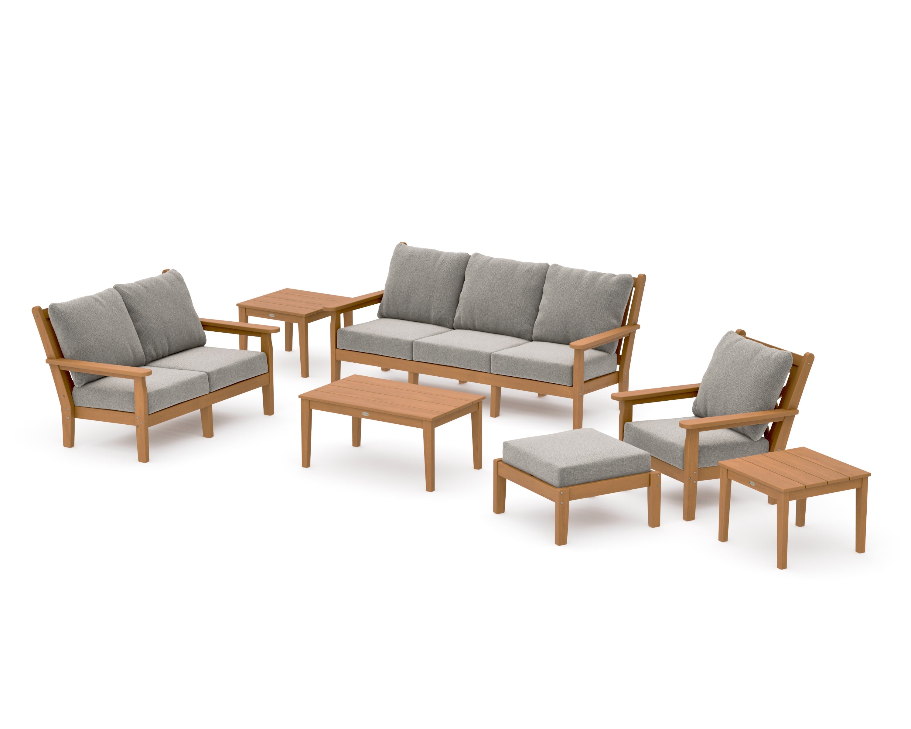 Chippendale 7-Piece Deep Seating Set in Natural / Weathered Tweed
