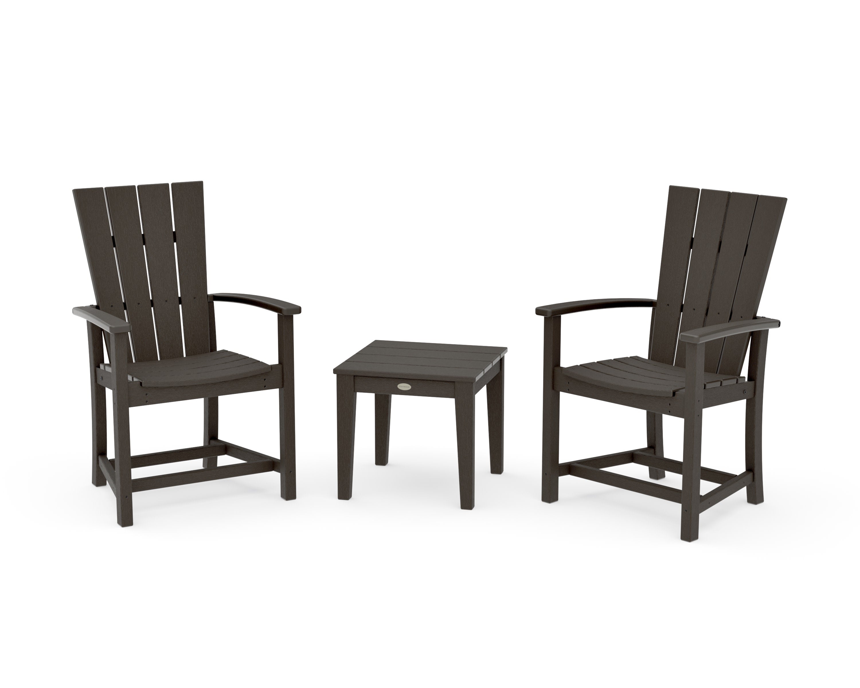 Quattro 3-Piece Upright Adirondack Chair Set in Vintage Coffee