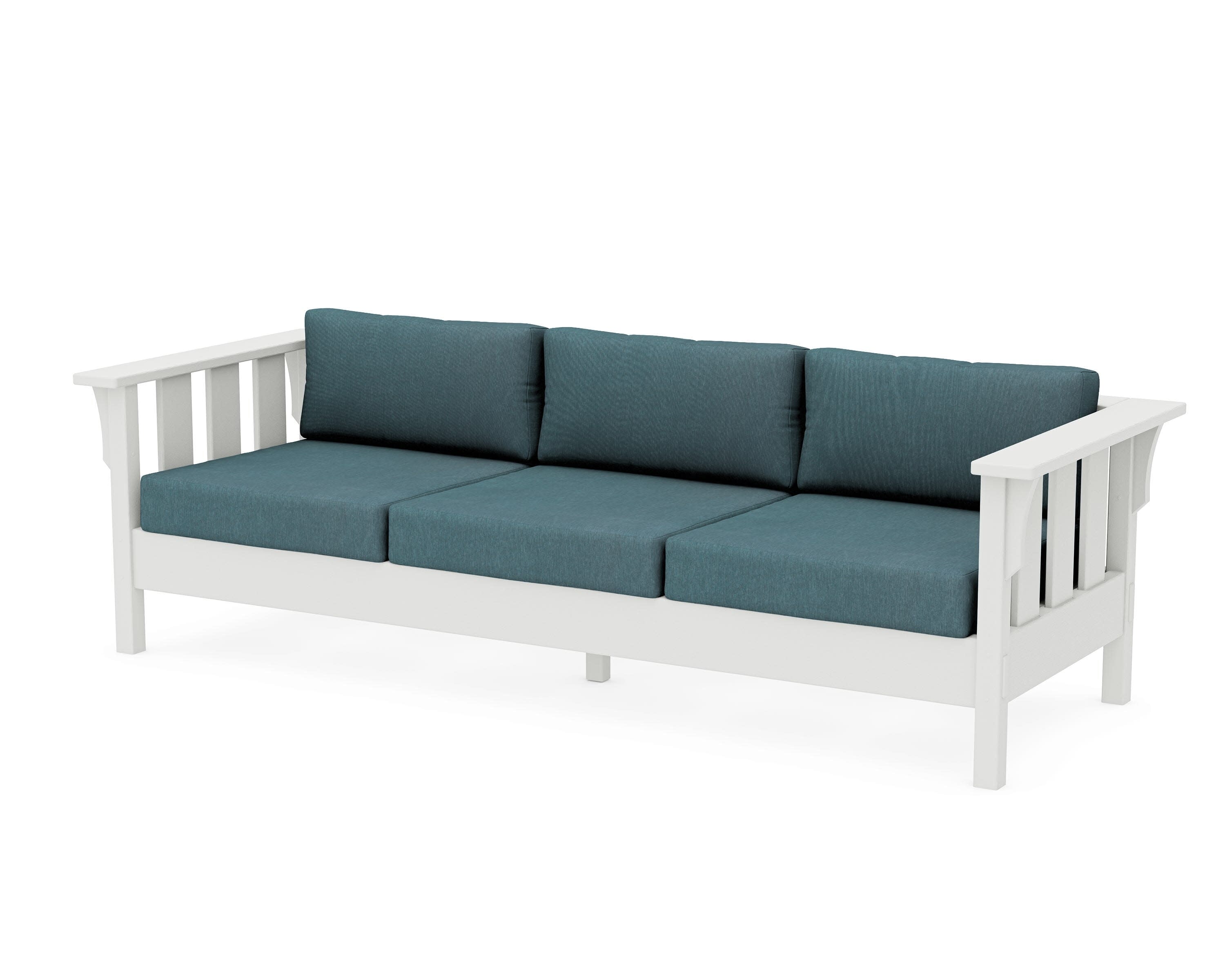 Acadia Deep Seating Sofa in Vintage White / Ocean Teal