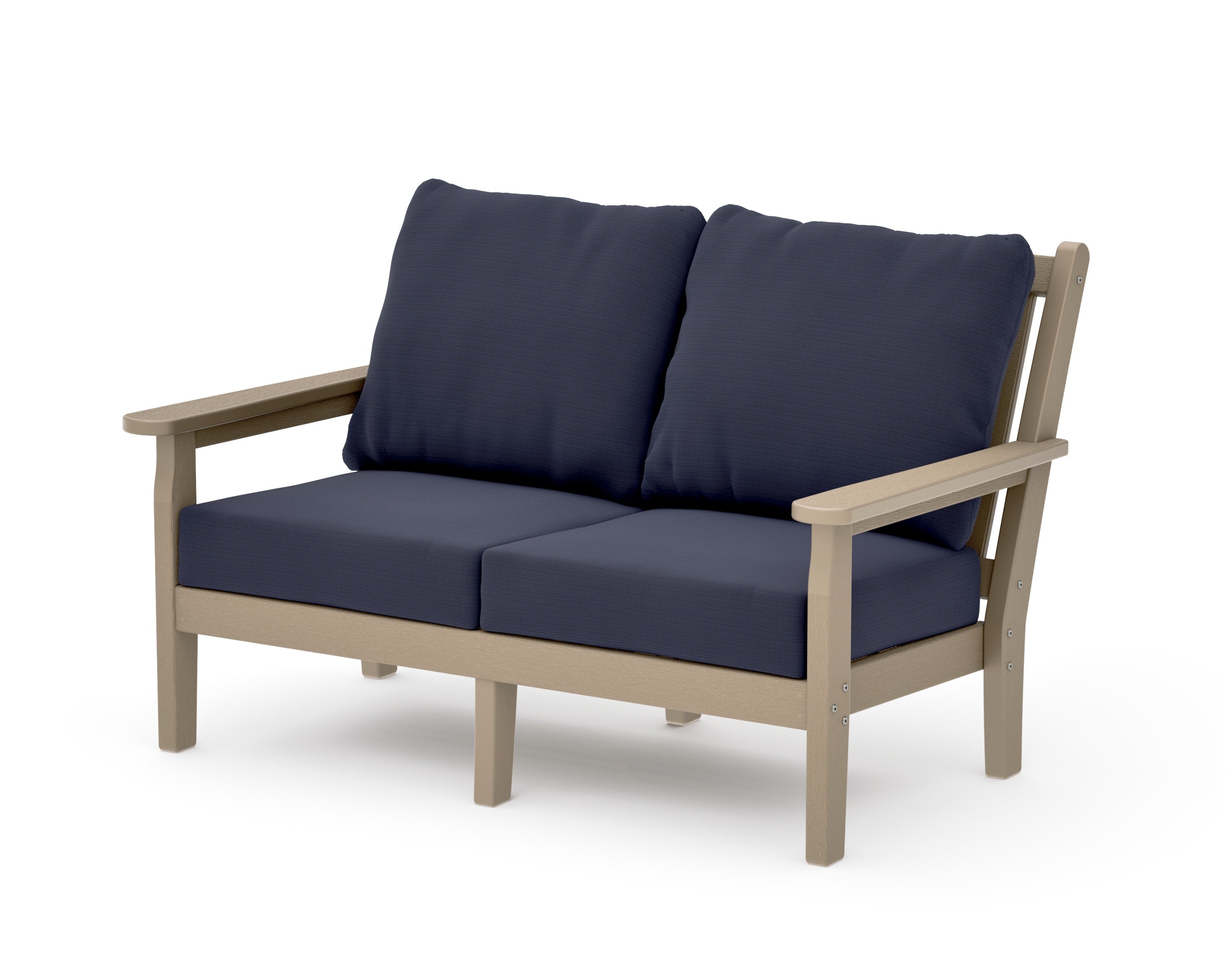 Chippendale Deep Seating Loveseat in Vintage Sahara / Navy Linen