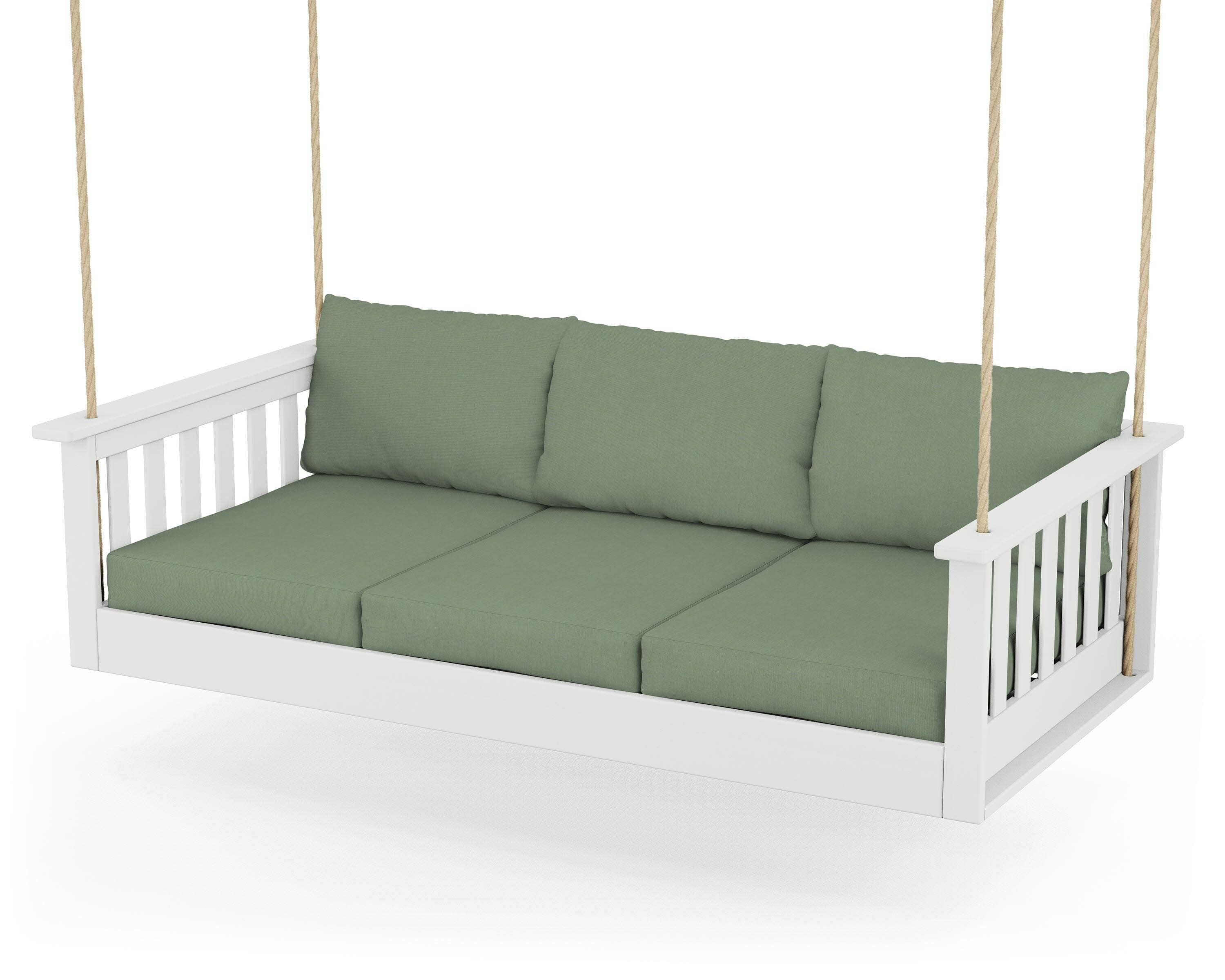 Vineyard Daybed Swing in White / Exhale Rainwashed