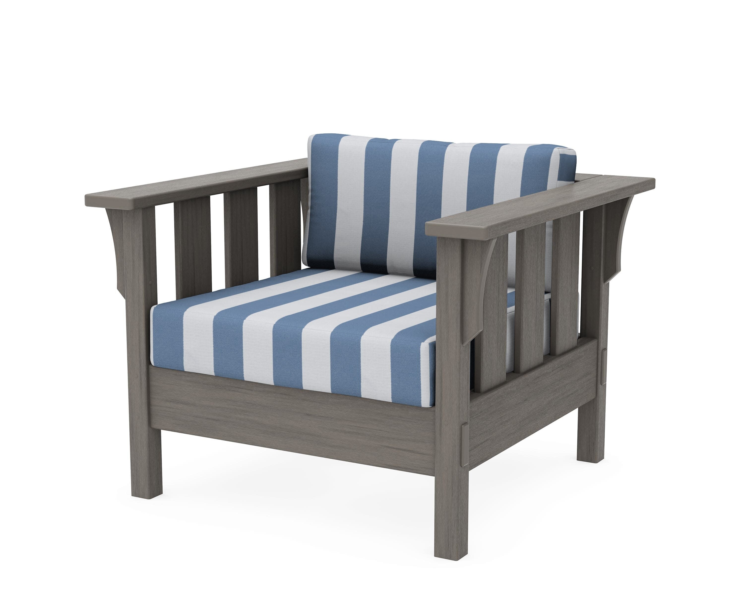 Acadia Deep Seating Chair in Driftwood / Cabana Stripe Sky Blue