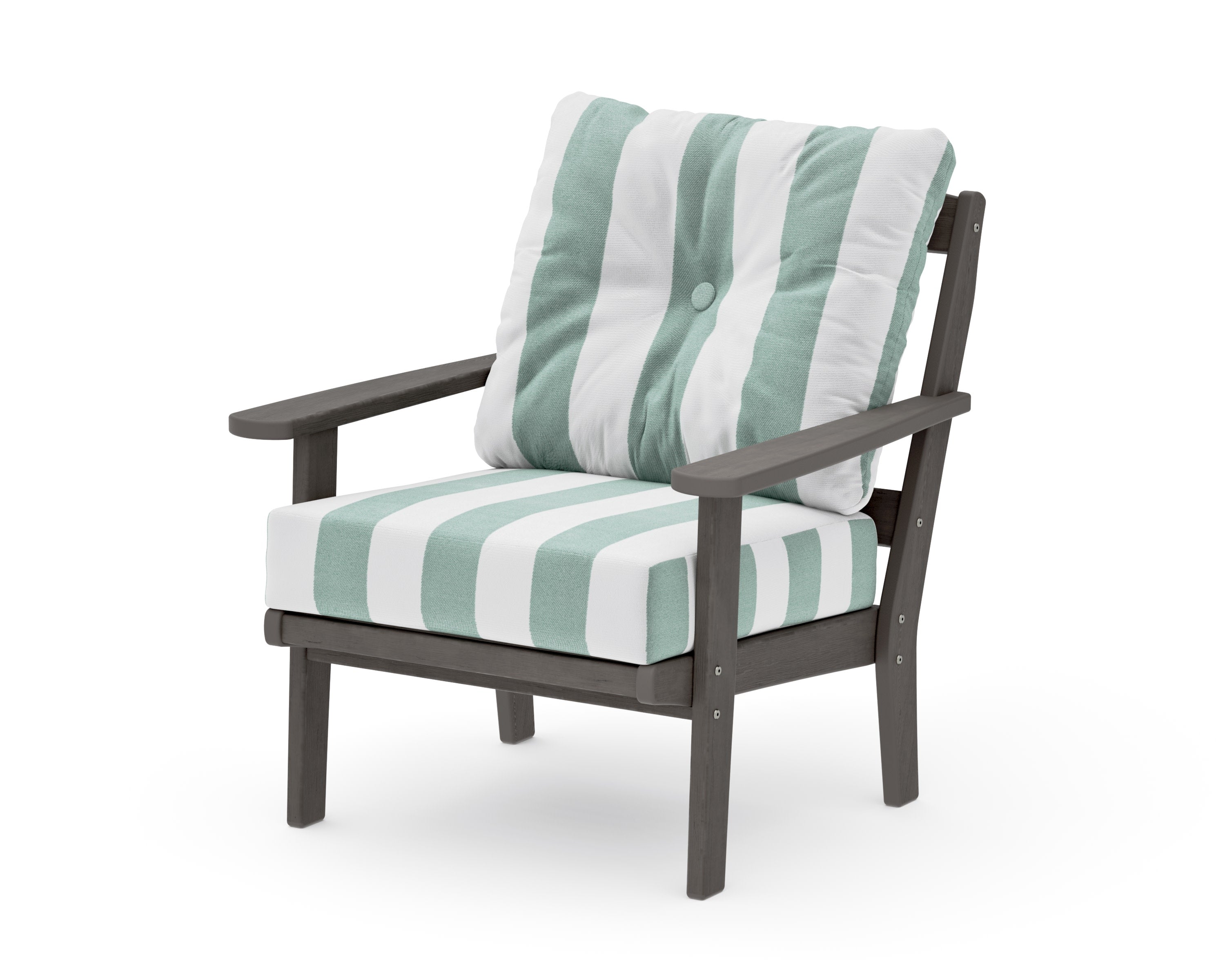 Mission Deep Seating Chair in Driftwood / Cabana Stripe Glacier Spa