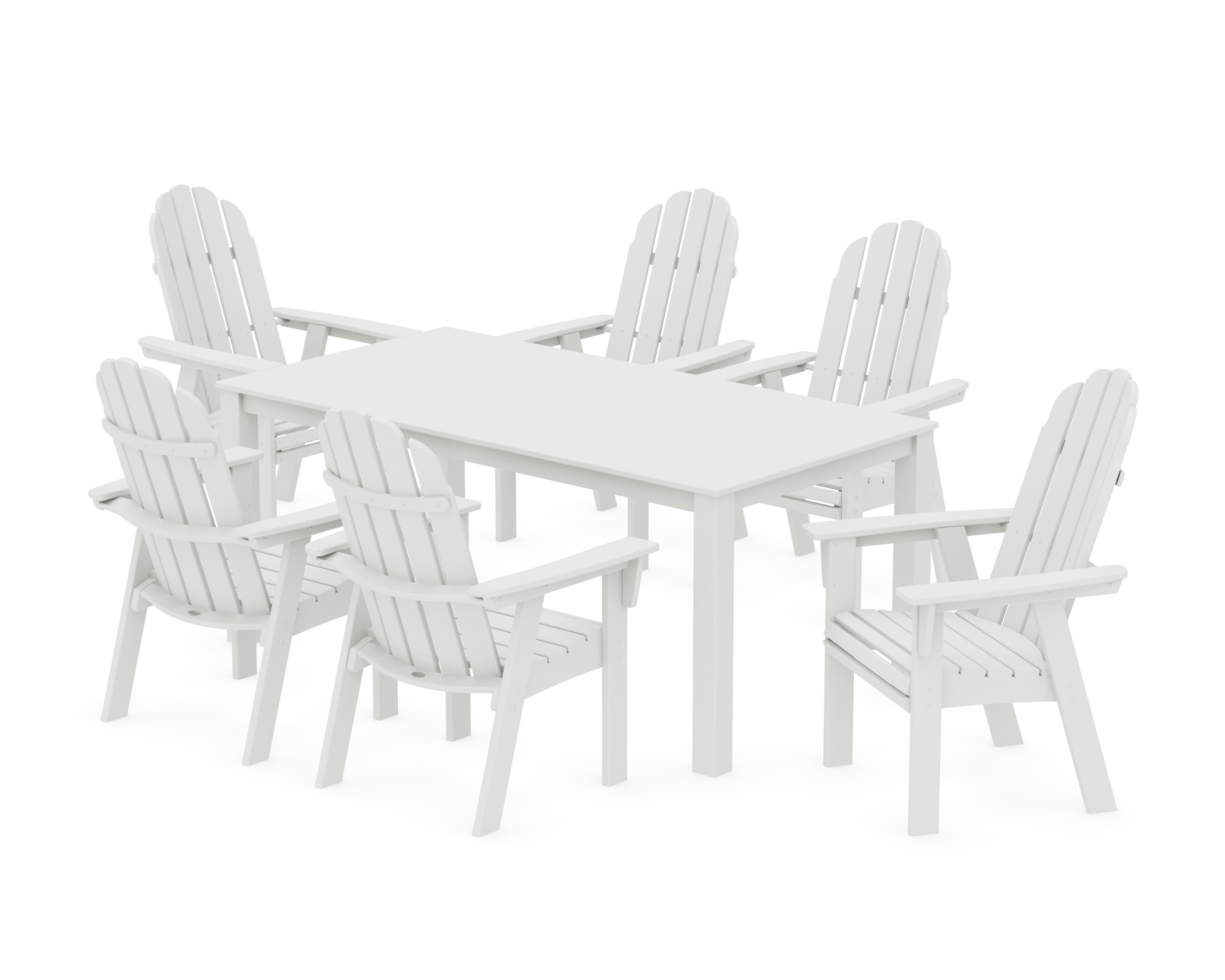 Vineyard Curveback Adirondack 7-Piece Parsons Dining Set in Vintage White