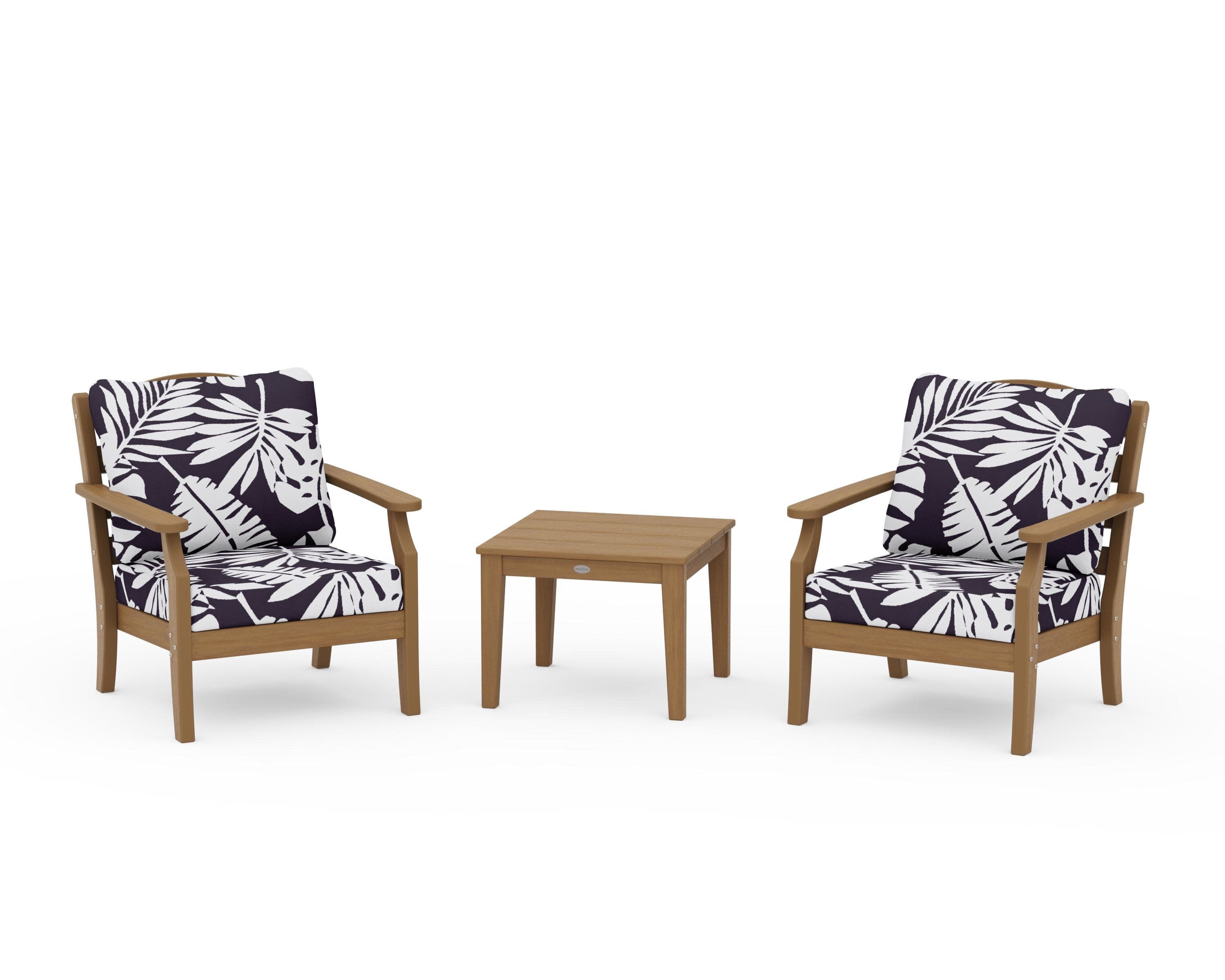 Savannah 3-Piece Deep Seating Set in Natural / Leaf Navy
