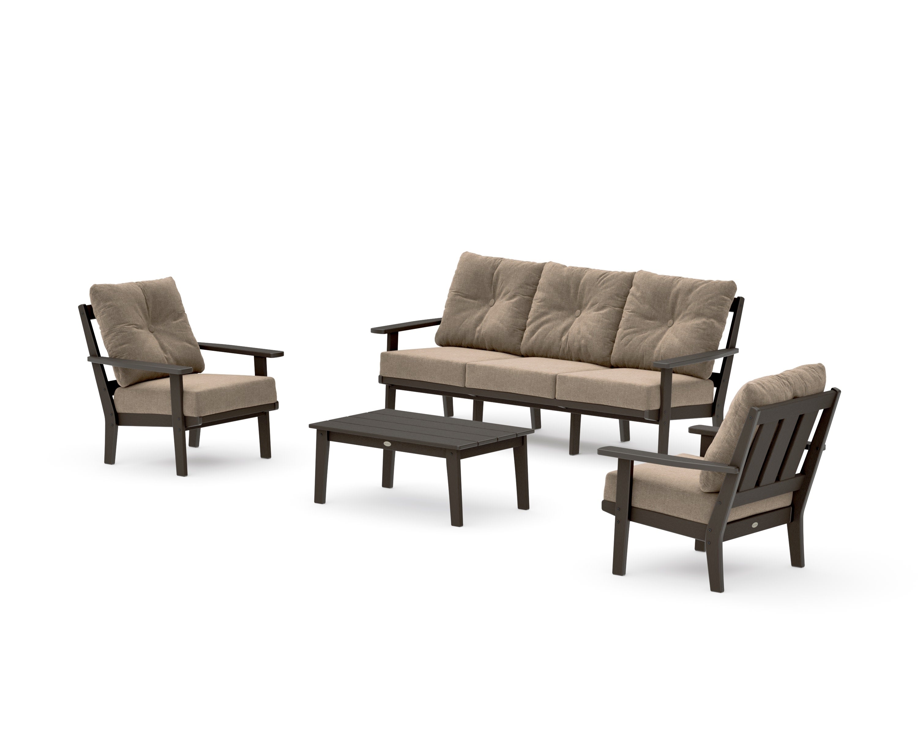 Oxford 4-Piece Deep Seating Set with Sofa in Vintage Coffee / Spiced Burlap
