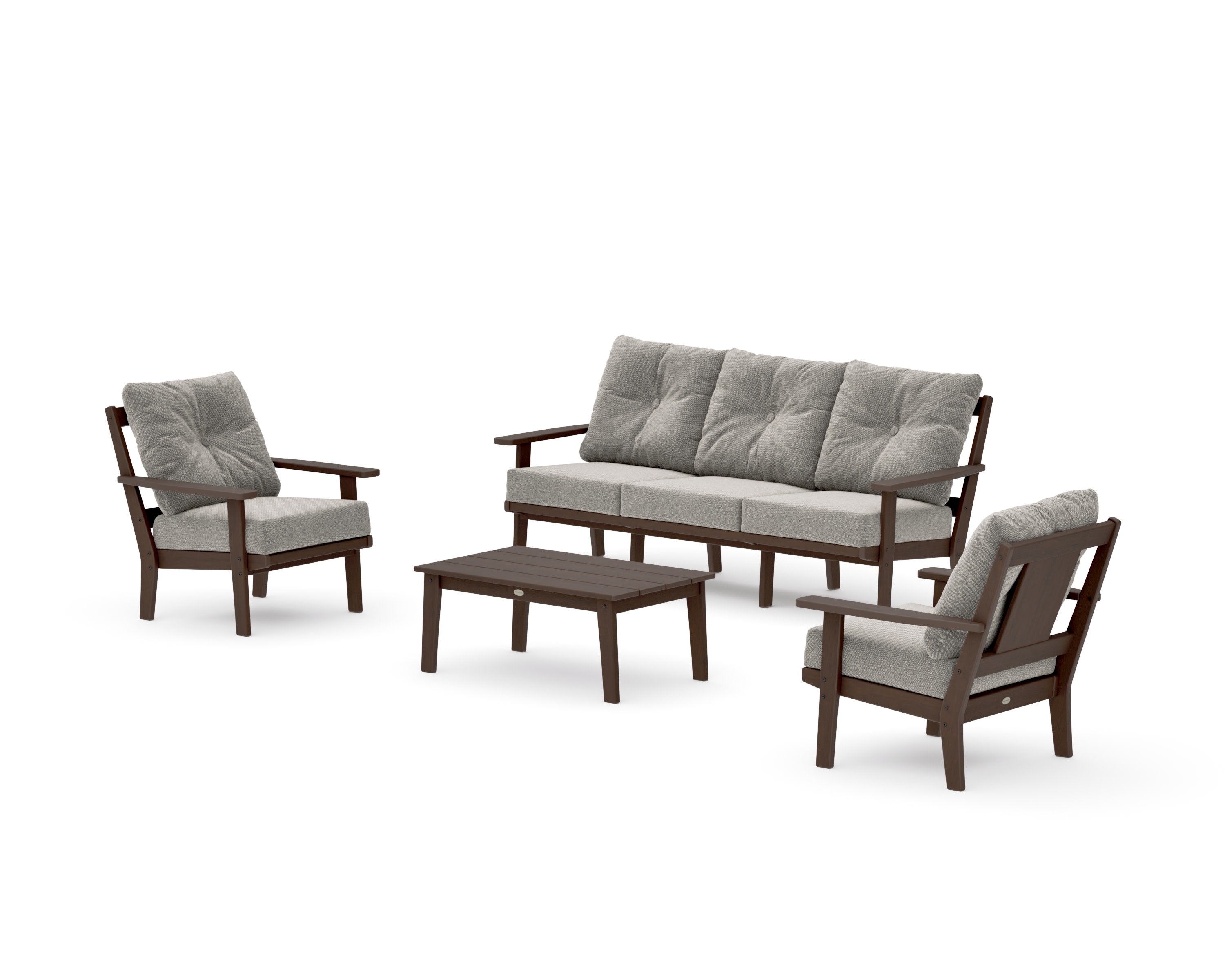 Prairie 4-Piece Deep Seating Set with Sofa in Kona / Weathered Tweed
