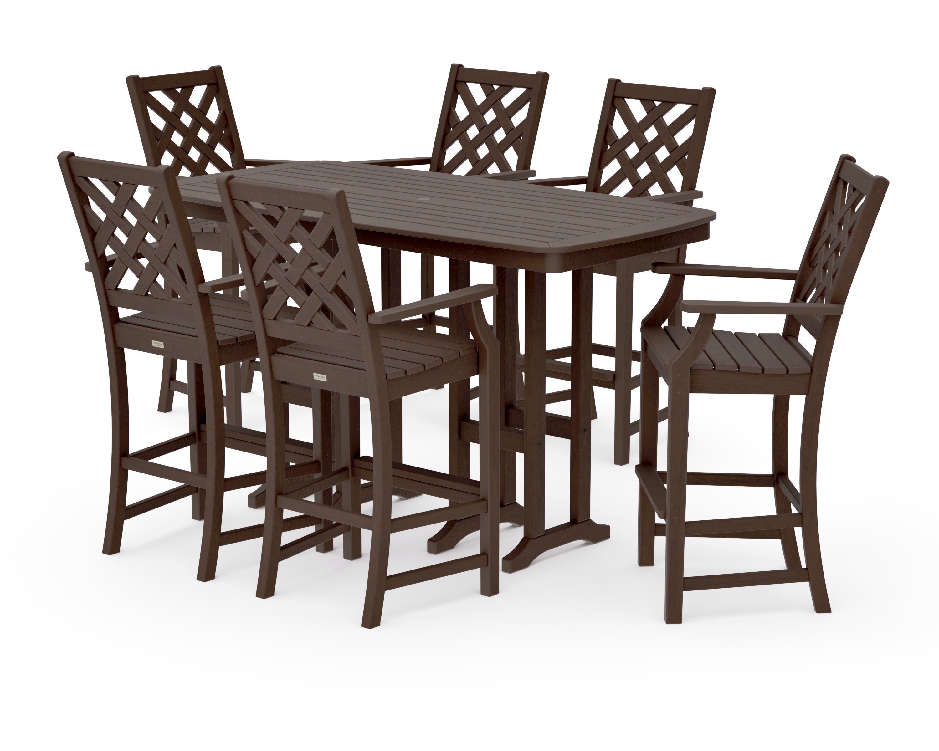 Wovendale Arm Chair 7-Piece Bar Set in Kona