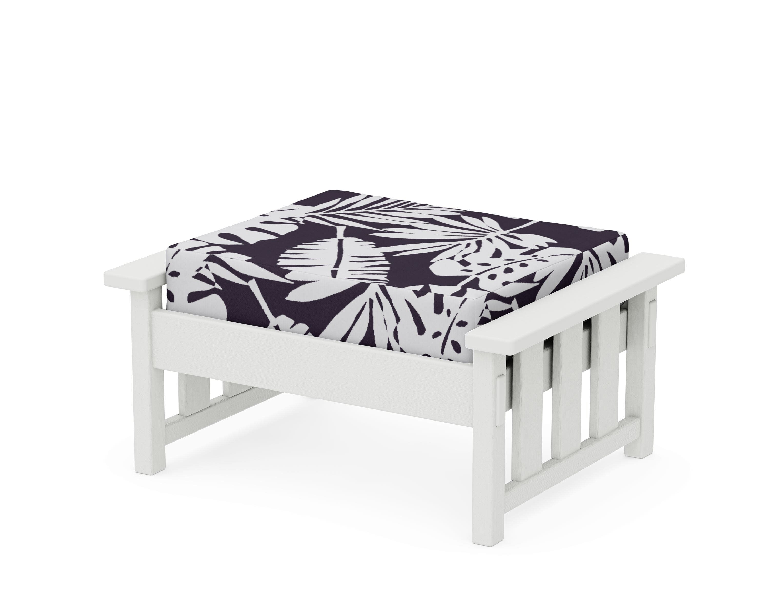 Acadia Deep Seating Ottoman in Vintage White / Leaf Navy