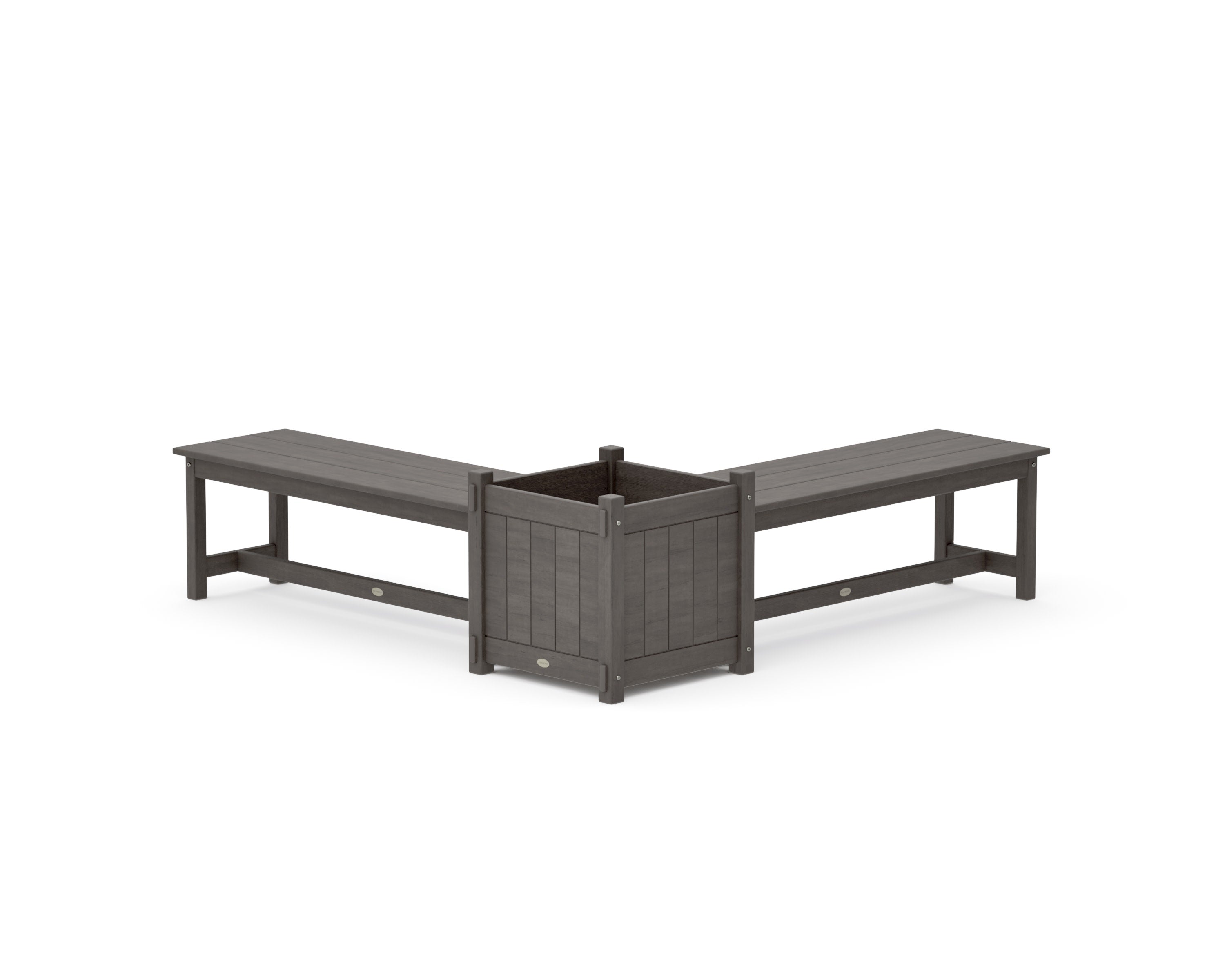 48" Vineyard L- Shaped Planter Bench Set- Large in Driftwood
