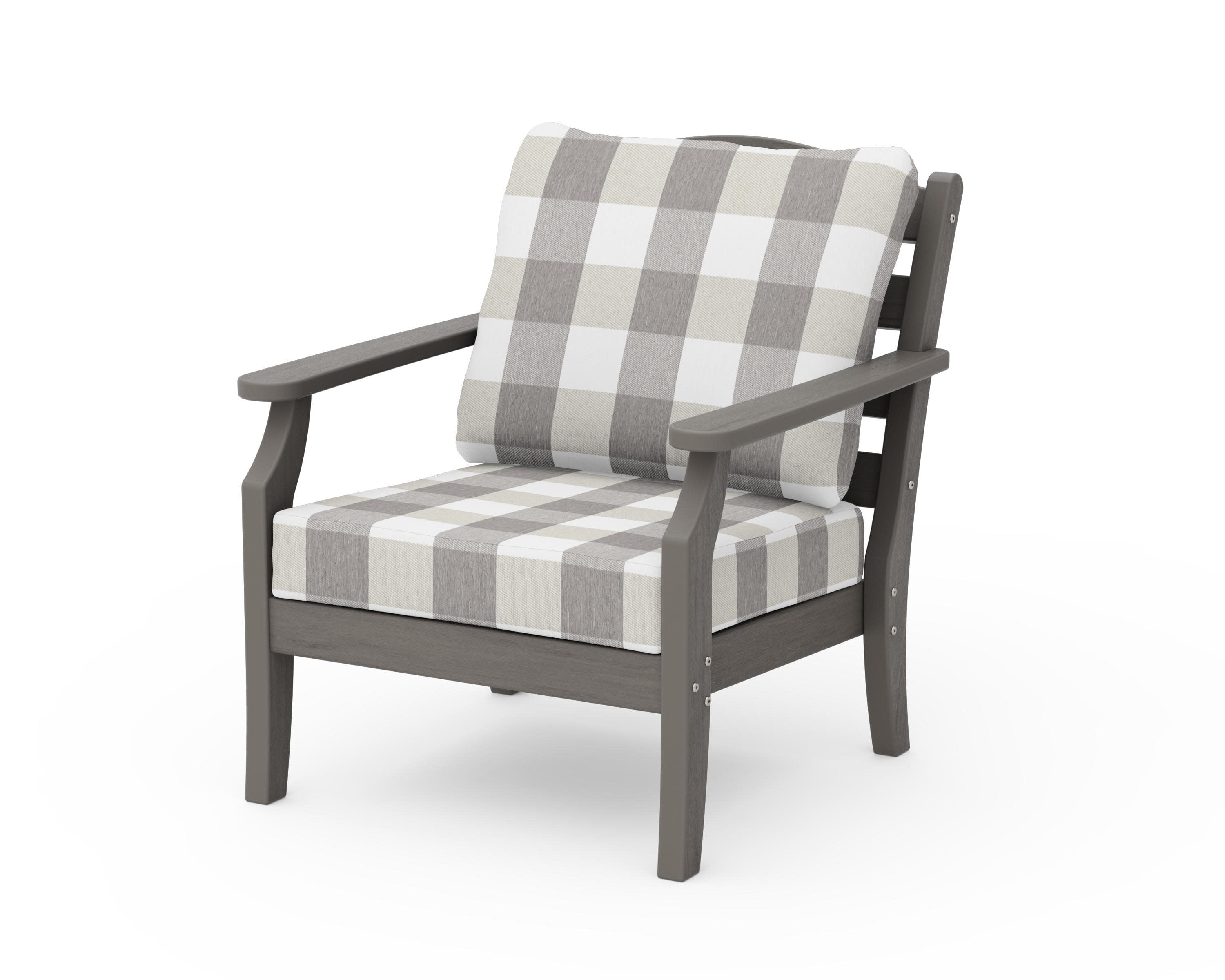 Savannah Deep Seating Chair in Driftwood / Buffalo Plaid Grey Mist