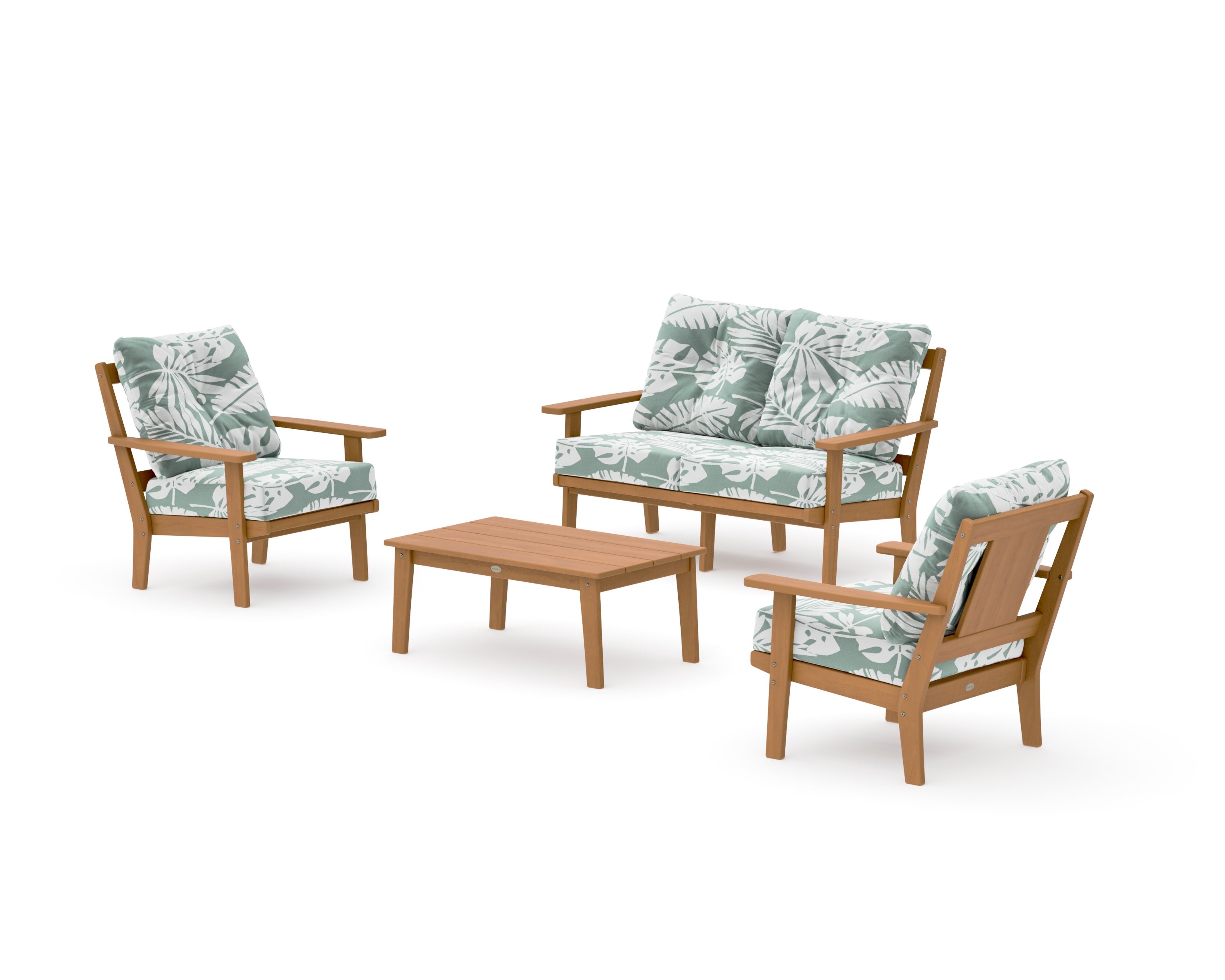 Prairie 4-Piece Deep Seating Set with Loveseat in Natural / Leaf Glacier Spa