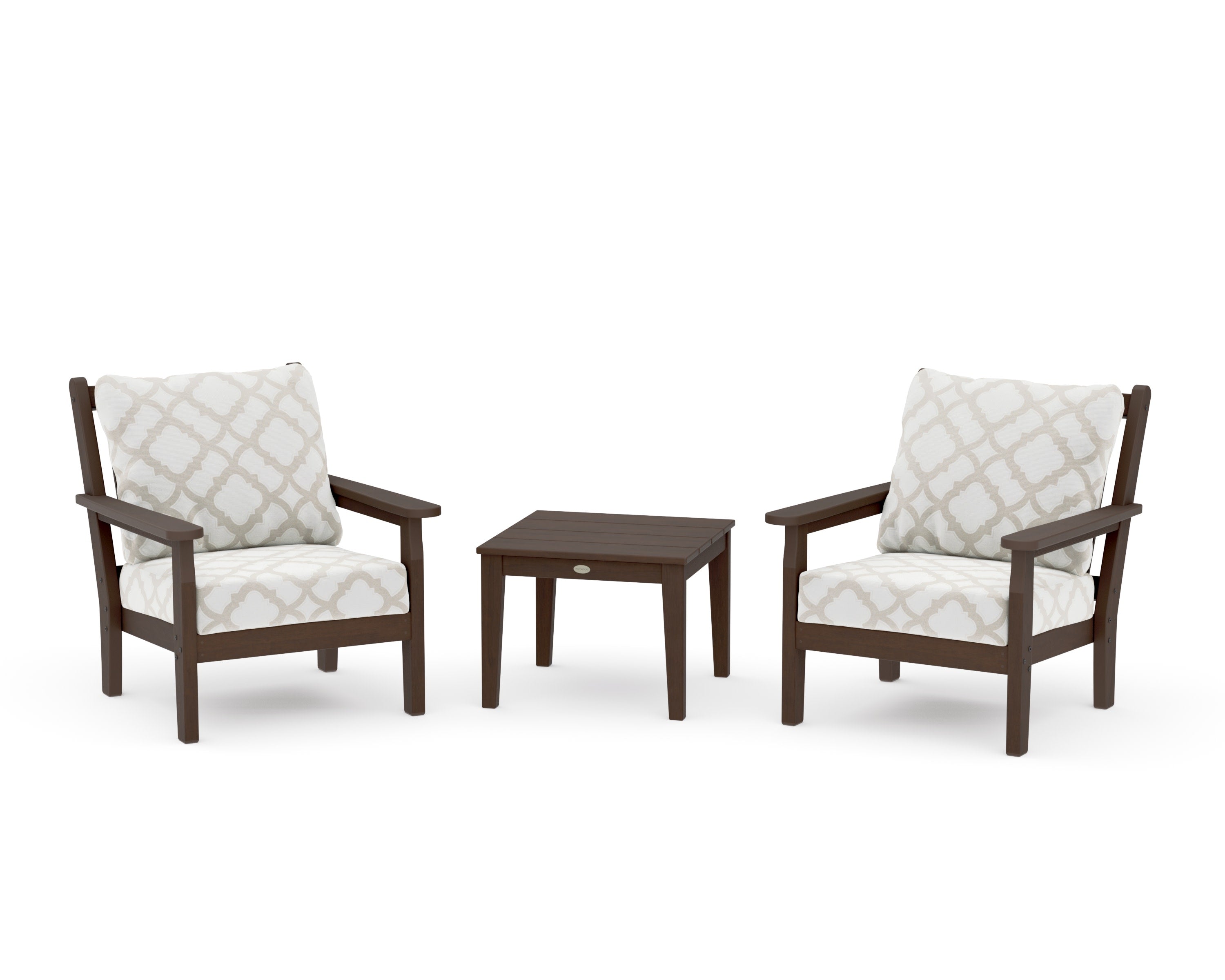 Chippendale 3-Piece Deep Seating Set in Kona / Trellis Dune Burlap