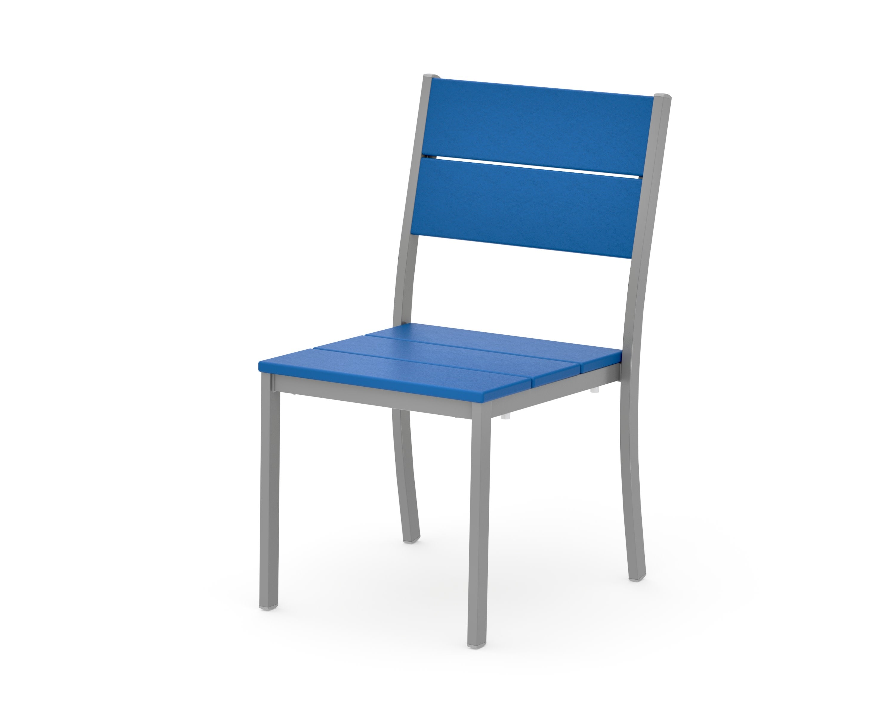 Main Street Stacking Dining Side Chair in Silver / Pacific Blue
