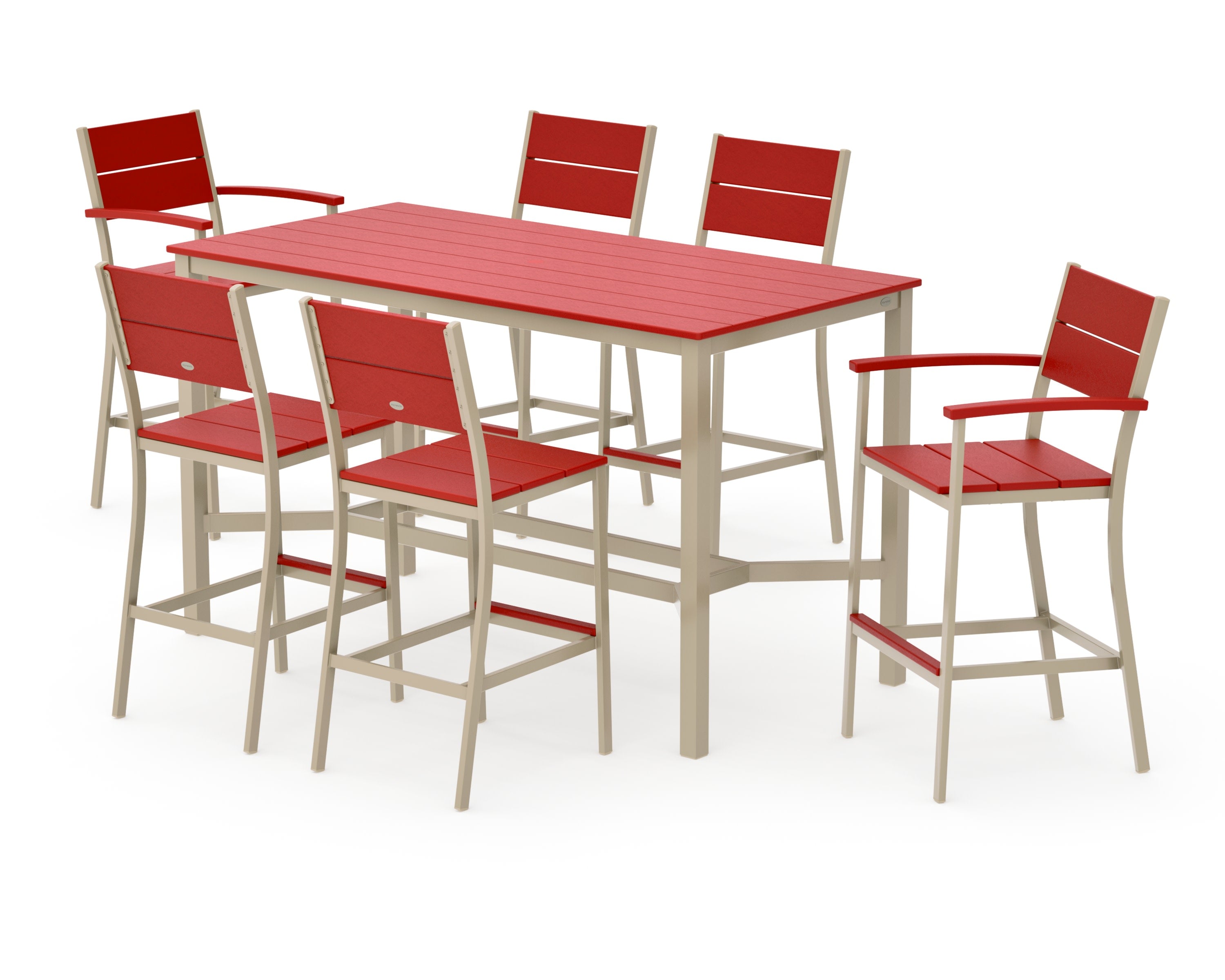 Main Street 7-Piece Bar Set in Sand / Sunset Red