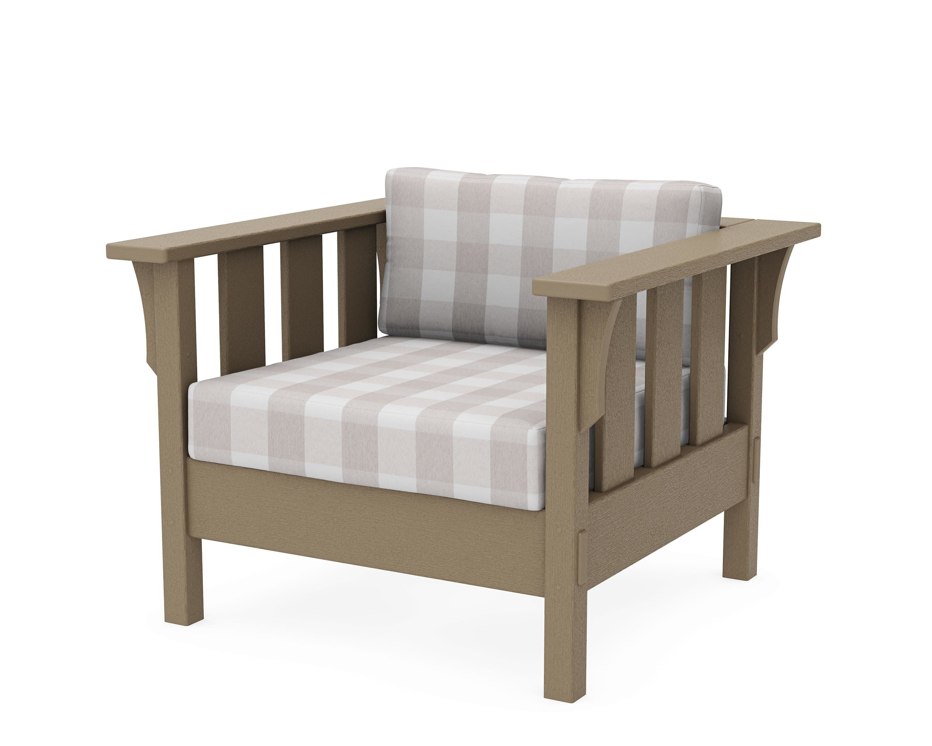 Acadia Deep Seating Chair in Vintage Sahara / Buffalo Plaid Dune Burlap