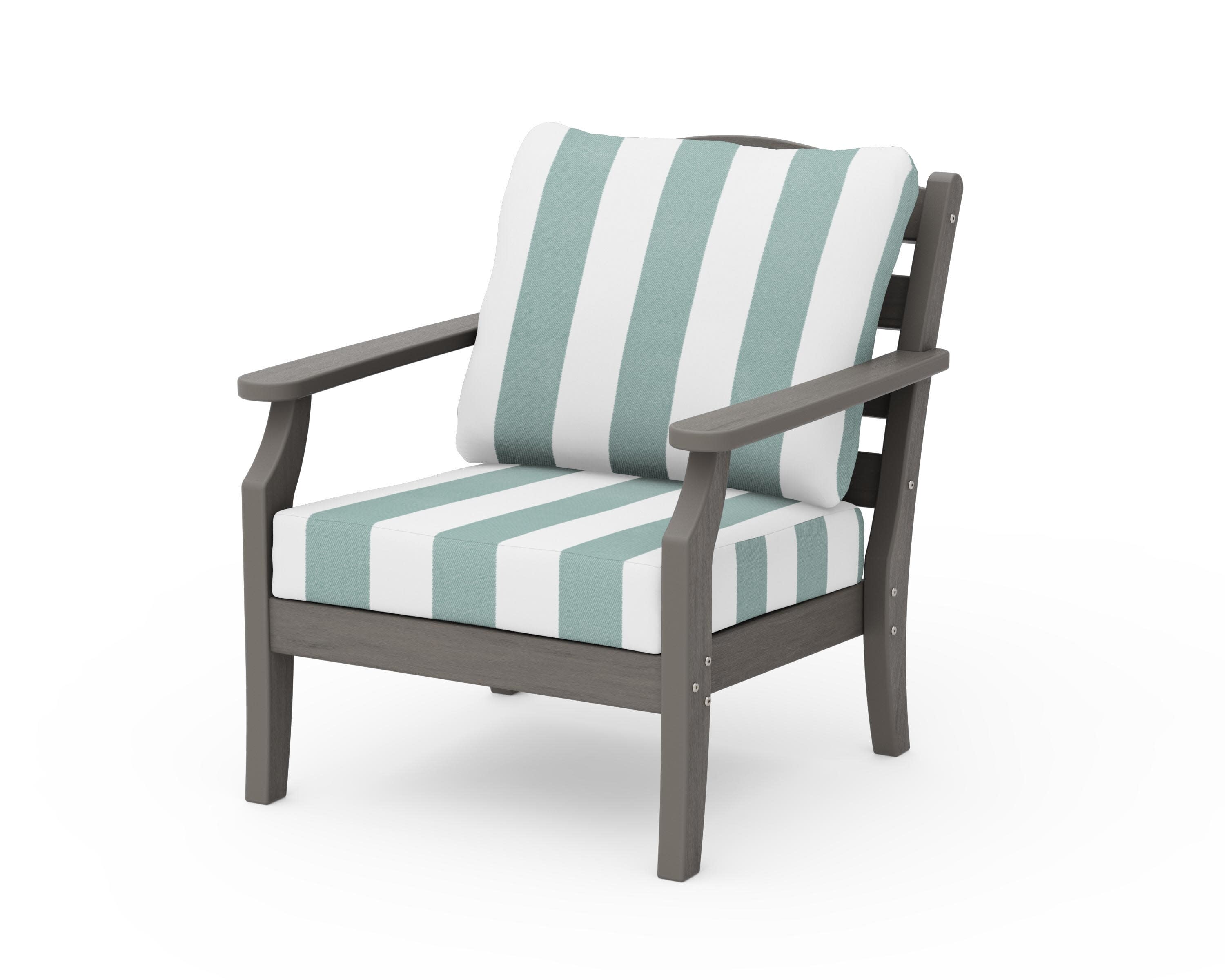 Savannah Deep Seating Chair in Driftwood / Cabana Stripe Glacier Spa