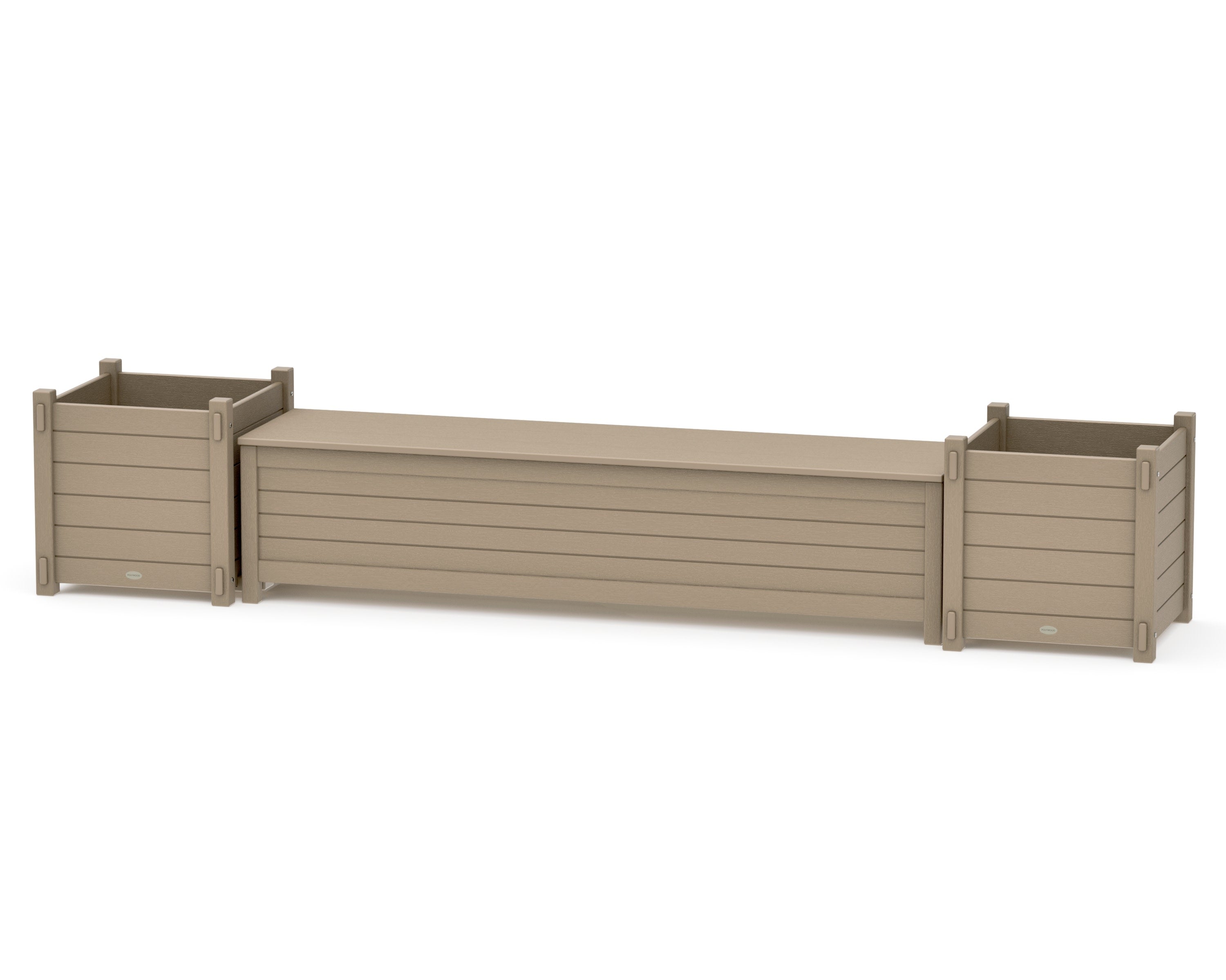 72" Nautical Straight Planter Storage Bench Set- Large in Vintage Sahara