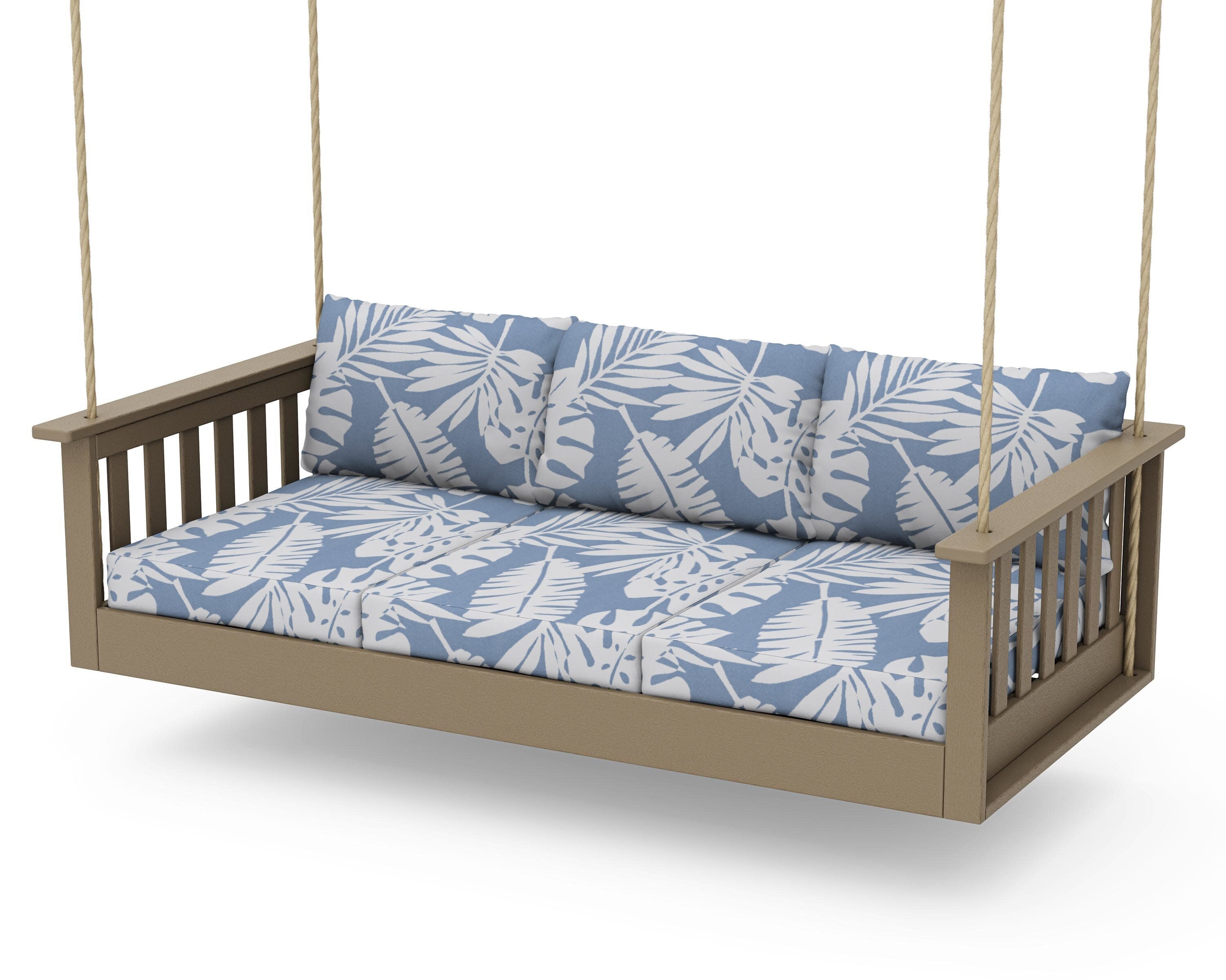 Vineyard Daybed Swing in Vintage Sahara / Leaf Sky Blue