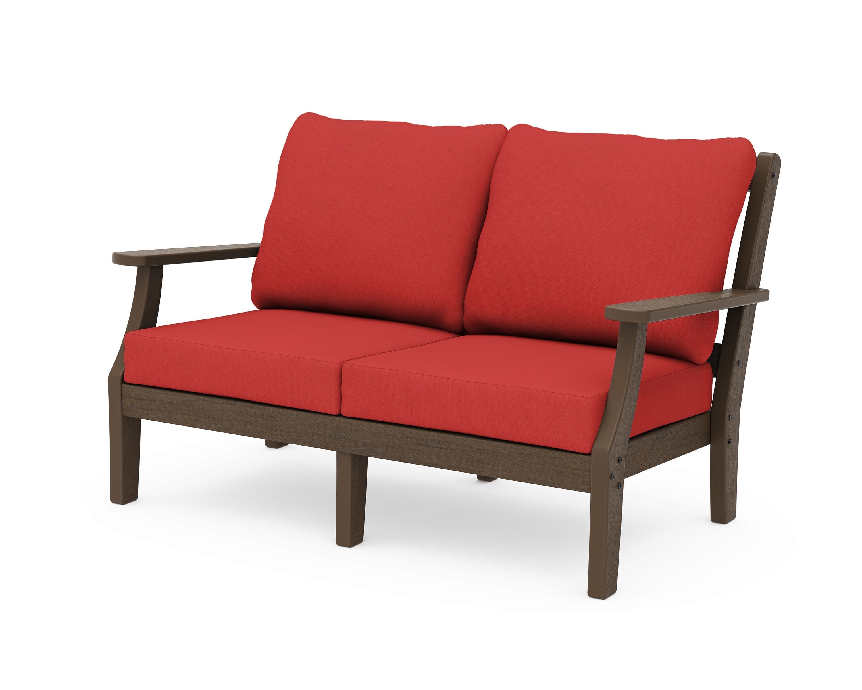 Chinoiserie Deep Seating Loveseat in Kona / Crimson Linen