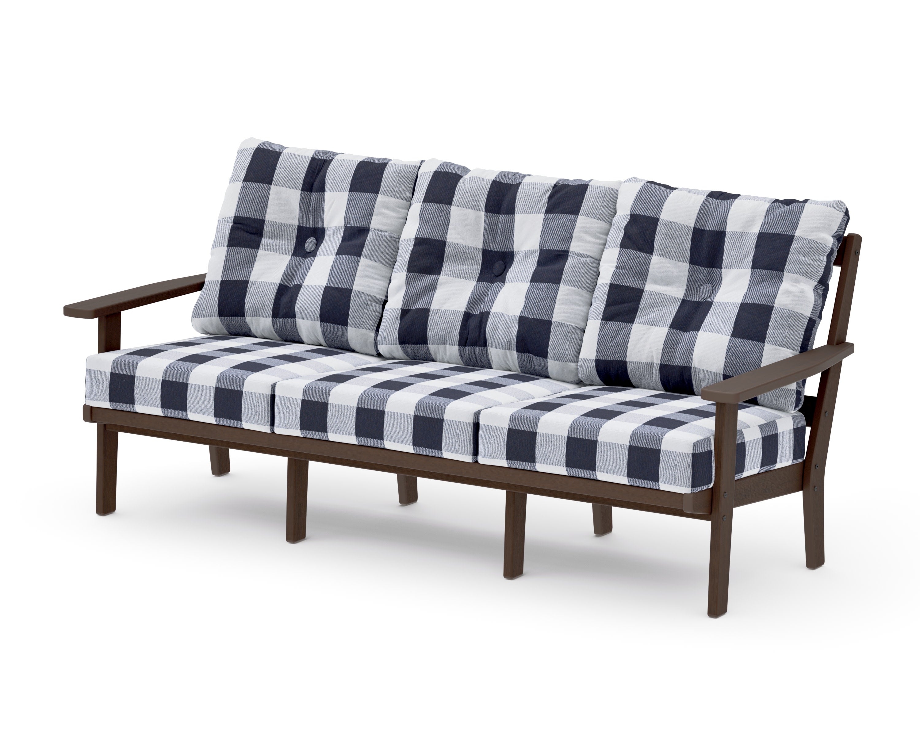 PrairieDeep Seating Sofa in Kona / Buffalo Plaid Navy